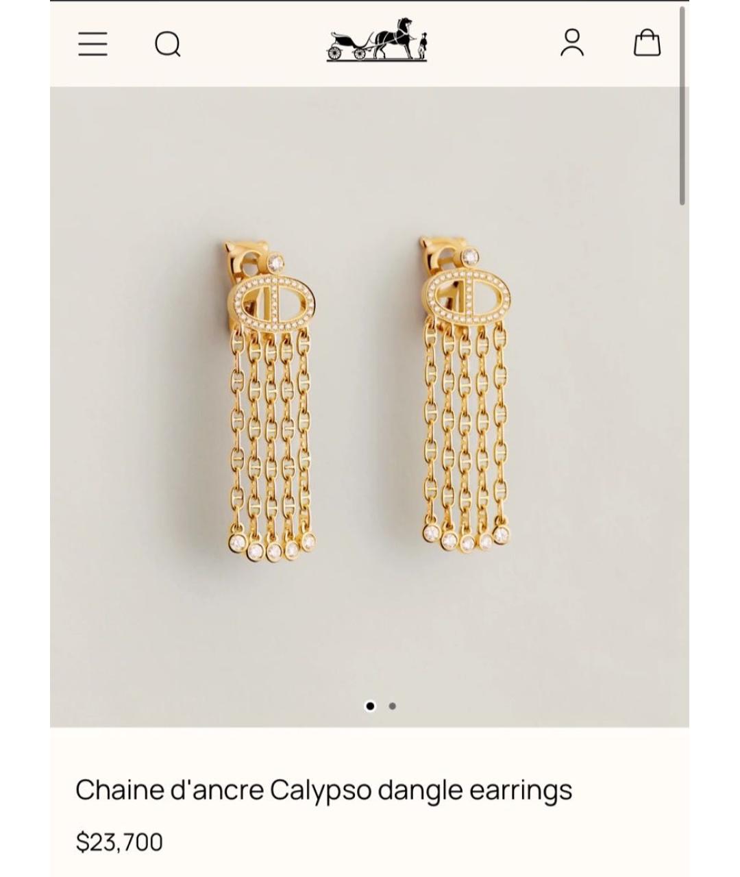 HERMES Золотые серьги из желтого золота, фото 6