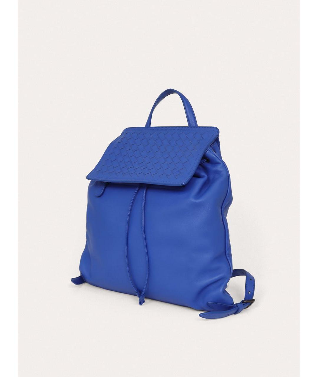 BOTTEGA VENETA Синий кожаный рюкзак, фото 2