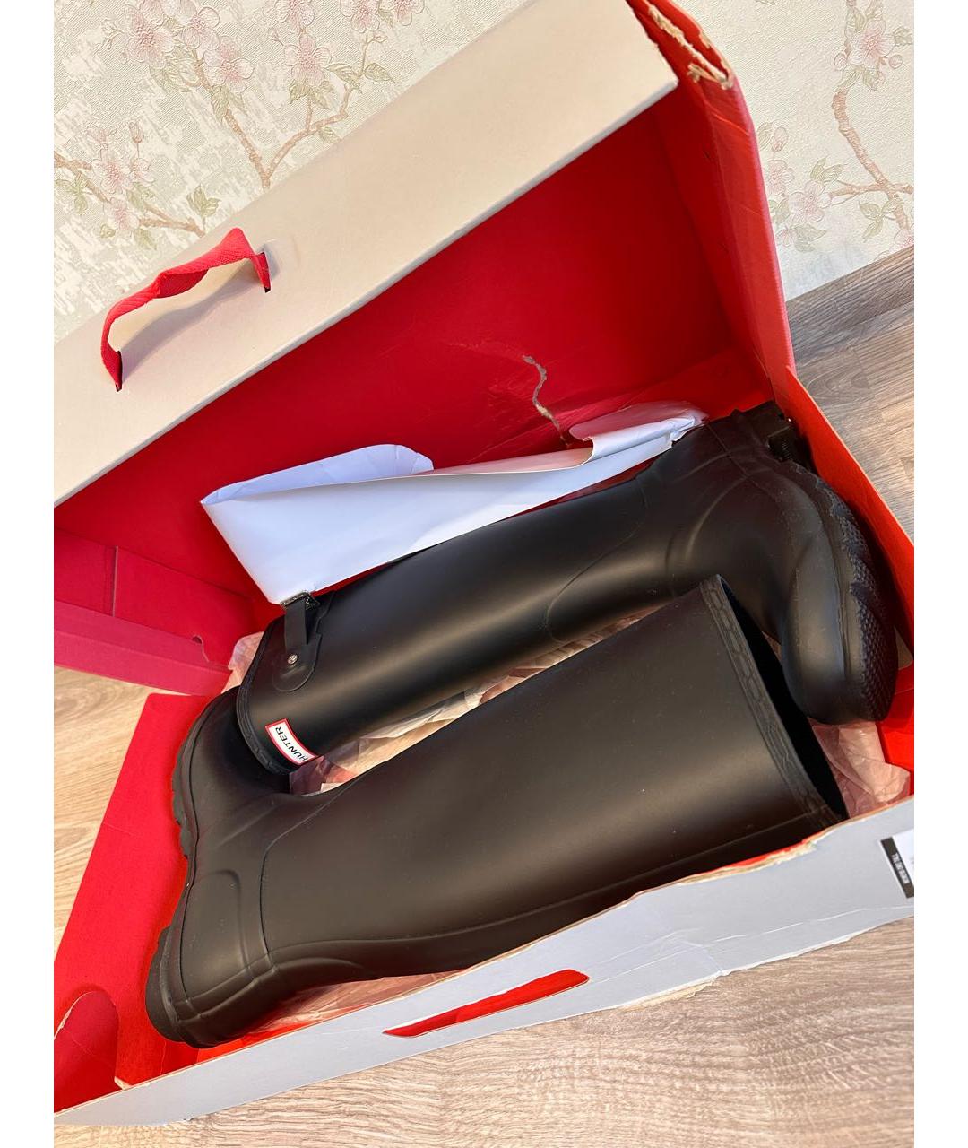 HUNTER Черные резиновые сапоги, фото 7