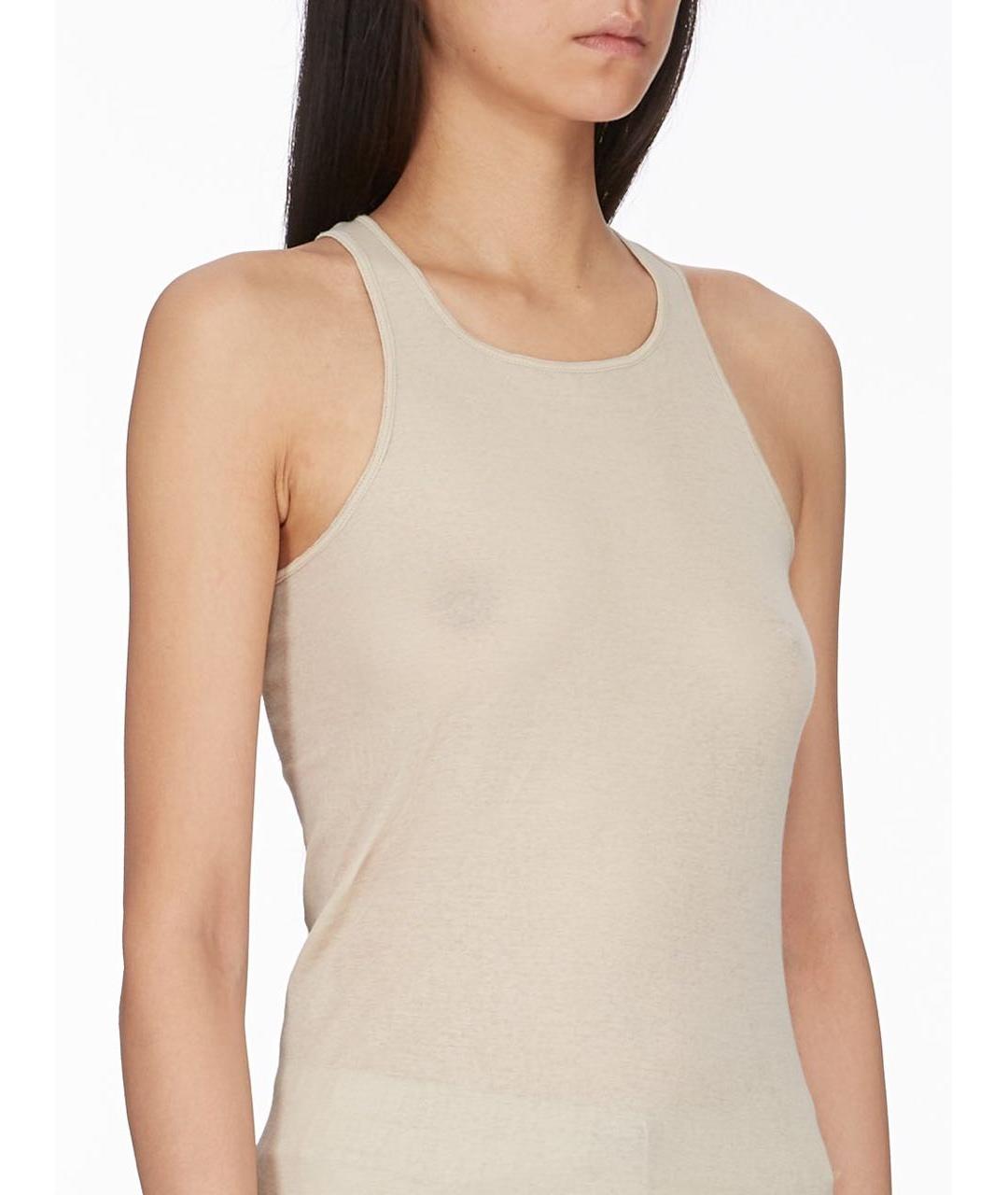 RICK OWENS Бежевая хлопковая майка, фото 4