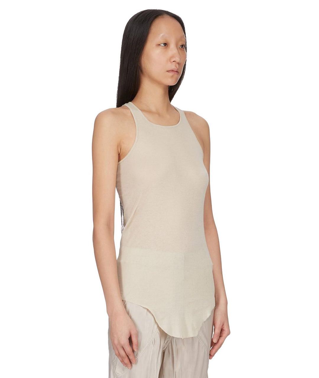 RICK OWENS Бежевая хлопковая майка, фото 2