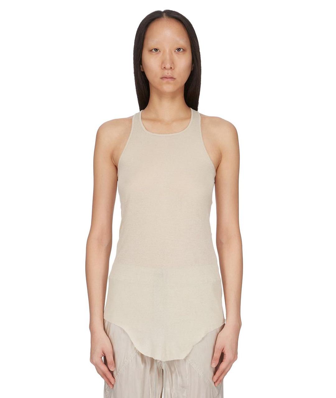 RICK OWENS Бежевая хлопковая майка, фото 7