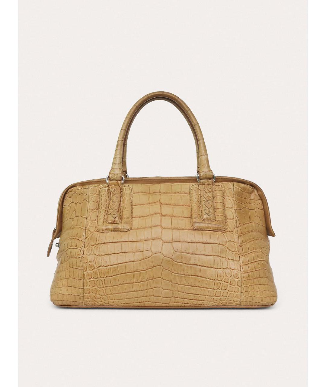 BOTTEGA VENETA Бежевая сумка с короткими ручками из экзотической кожи, фото 9