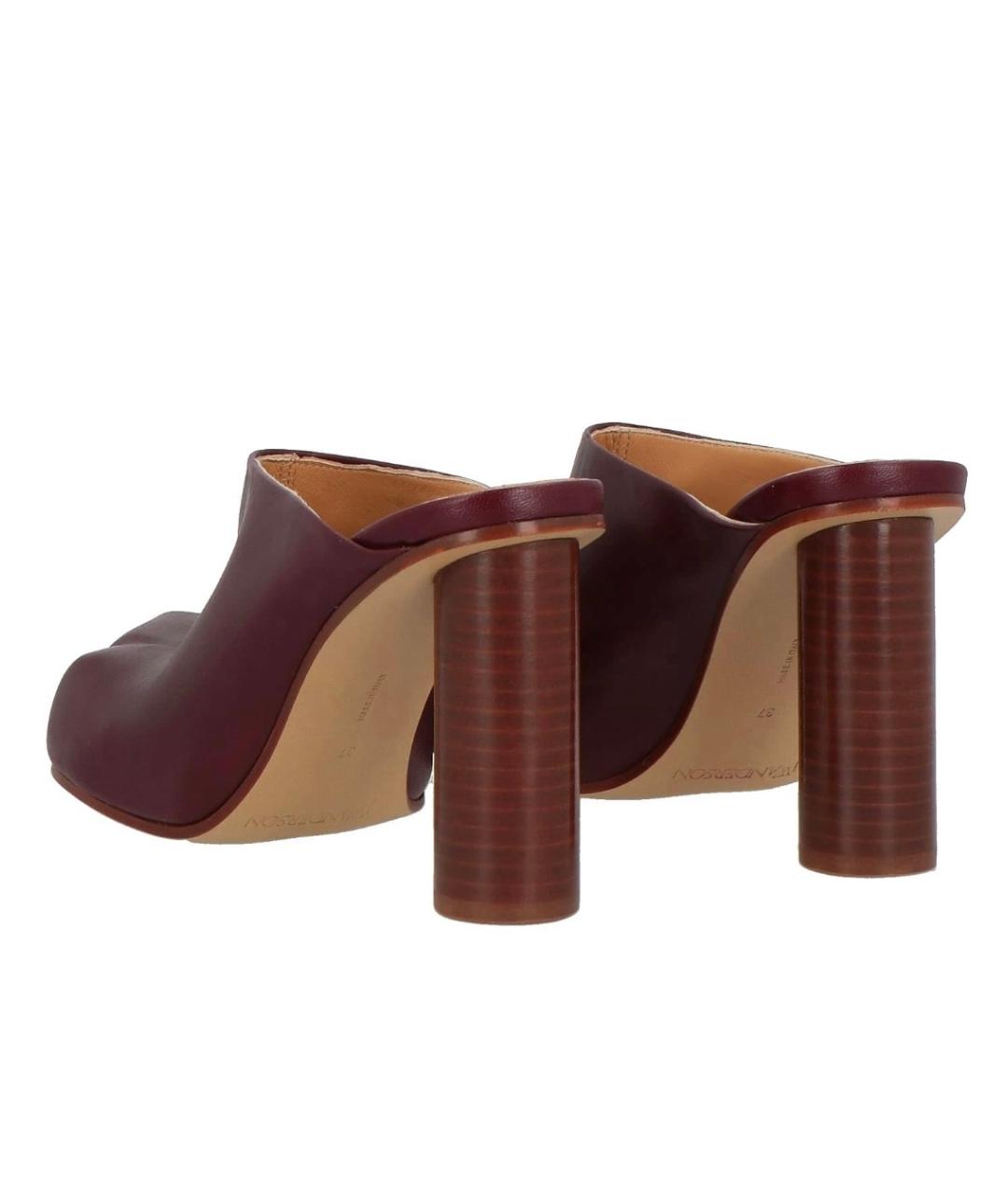 J.W.ANDERSON Бордовые кожаные мюли, фото 4