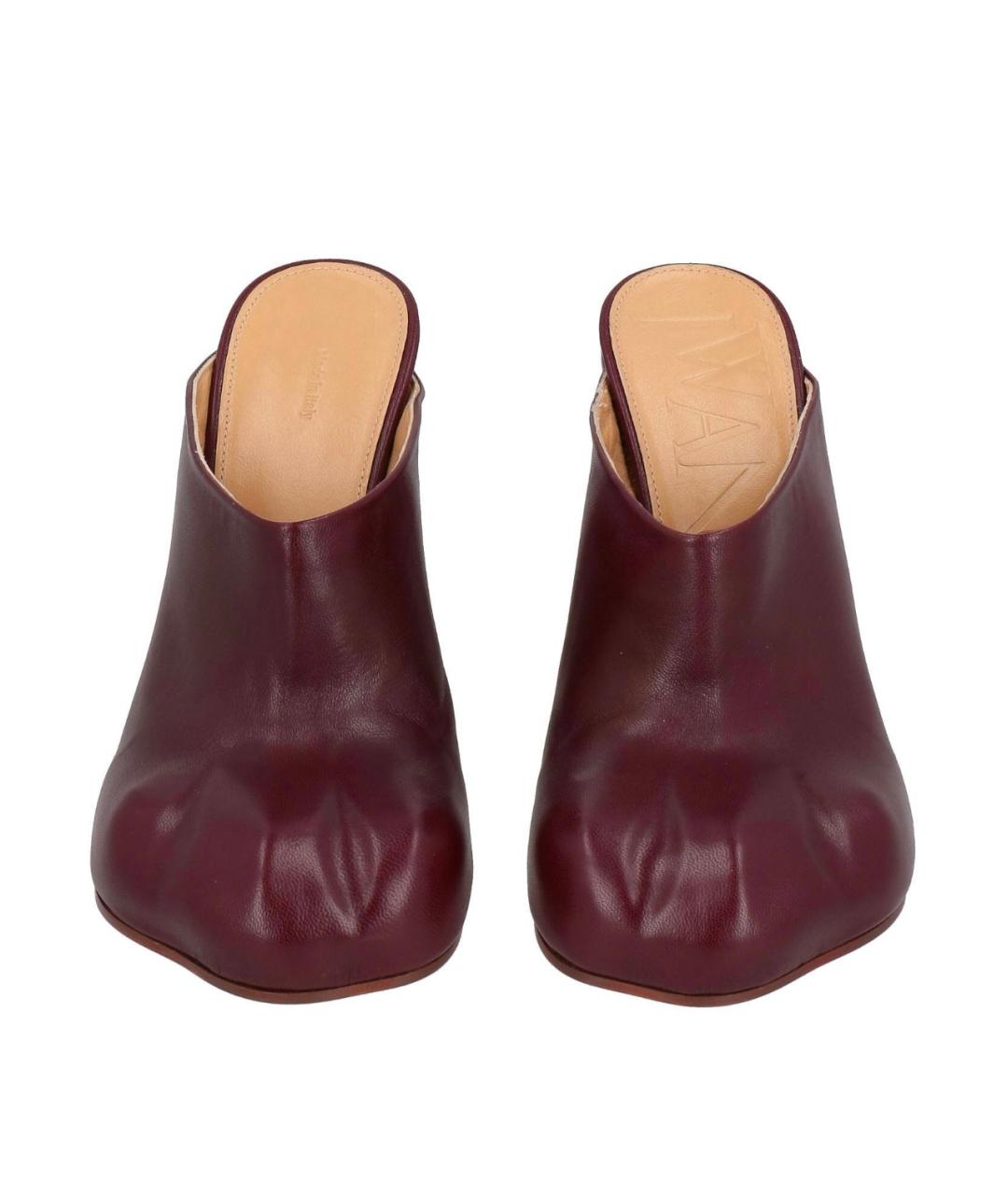 J.W.ANDERSON Бордовые кожаные мюли, фото 3