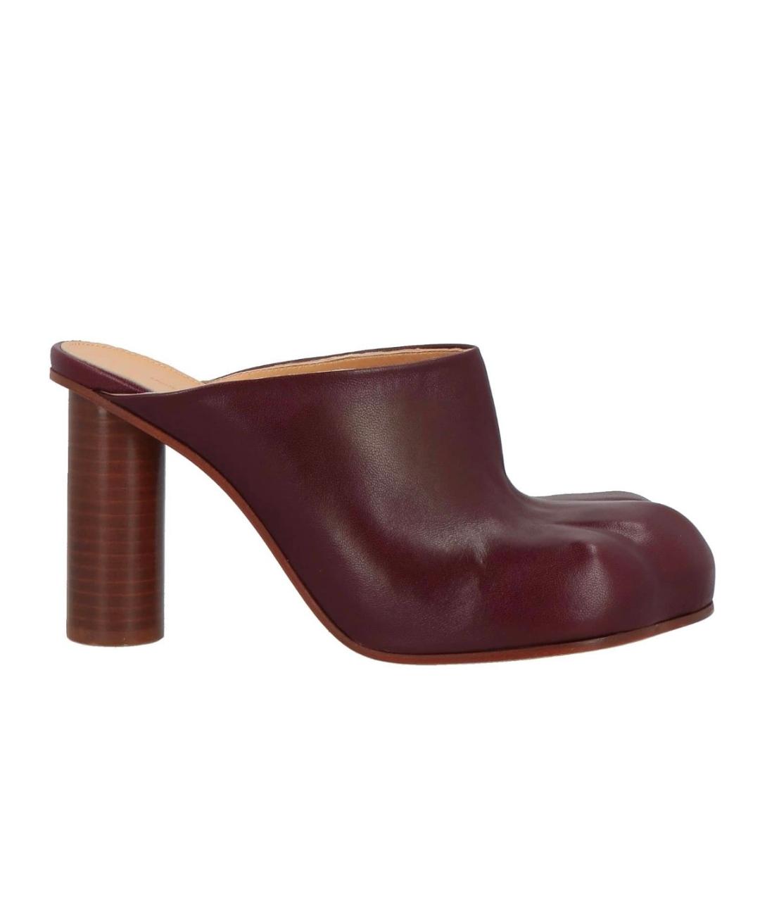 J.W.ANDERSON Бордовые кожаные мюли, фото 1