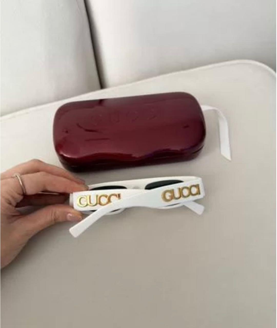 GUCCI Белые пластиковые солнцезащитные очки, фото 4