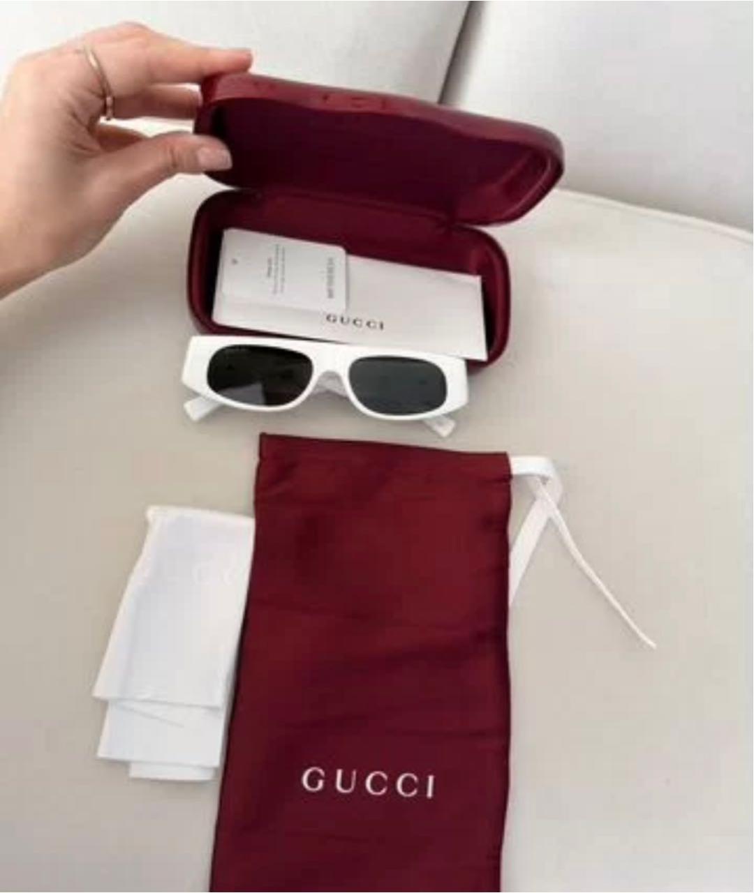 GUCCI Белые пластиковые солнцезащитные очки, фото 3