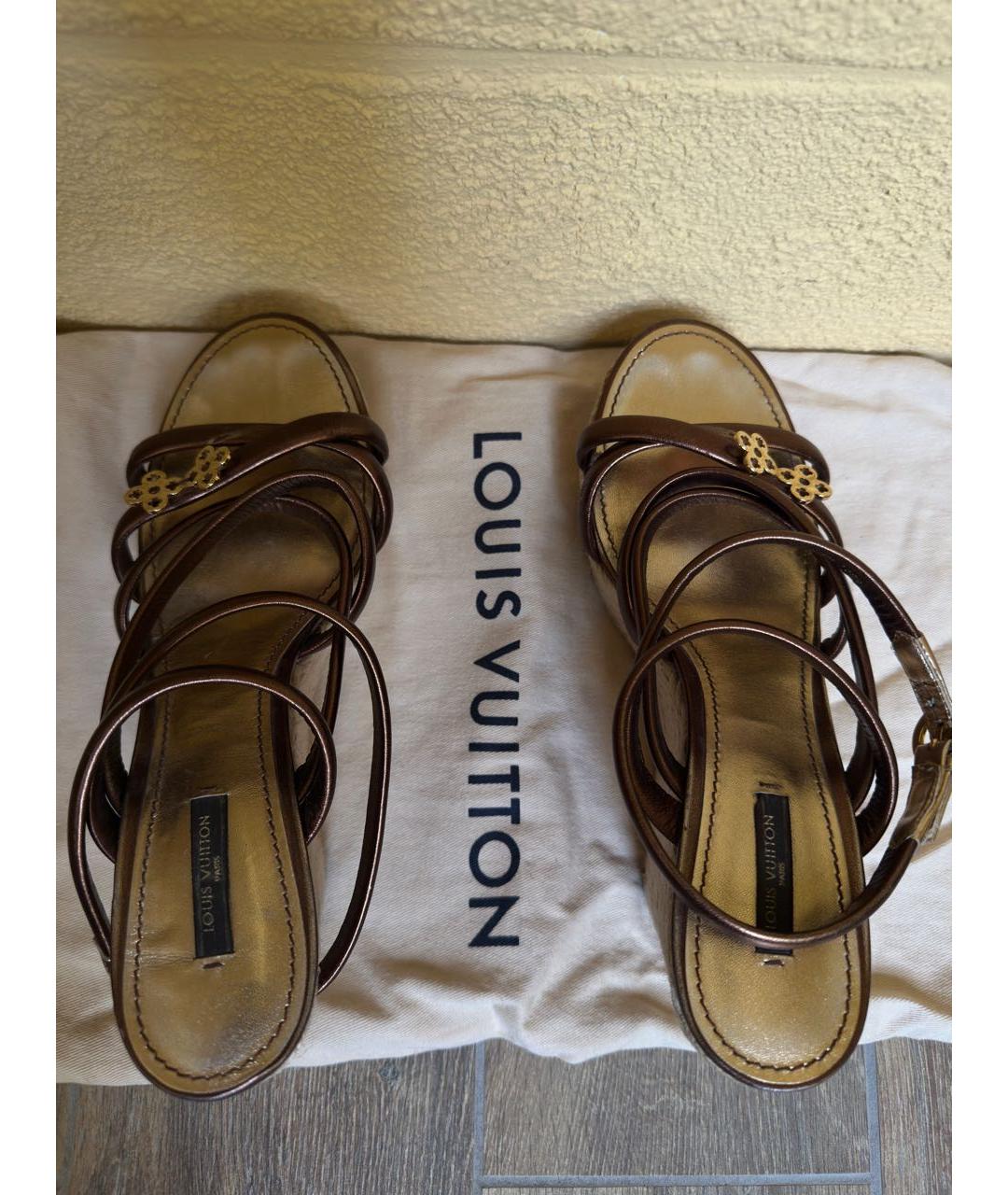 LOUIS VUITTON Золотые кожаные эспадрильи, фото 4