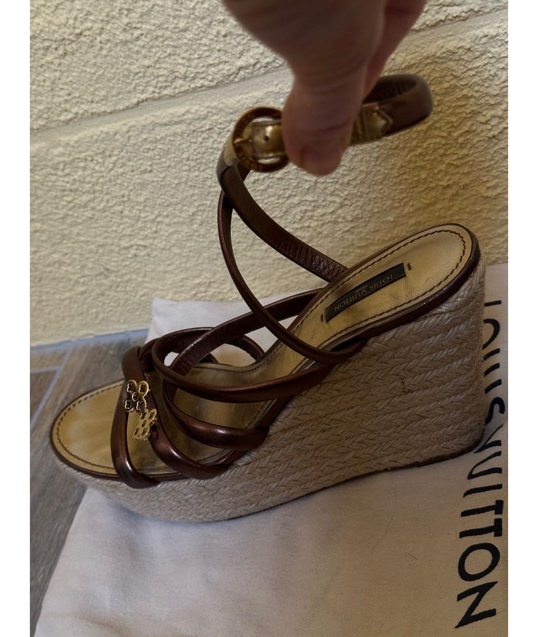 LOUIS VUITTON Золотые кожаные эспадрильи, фото 5