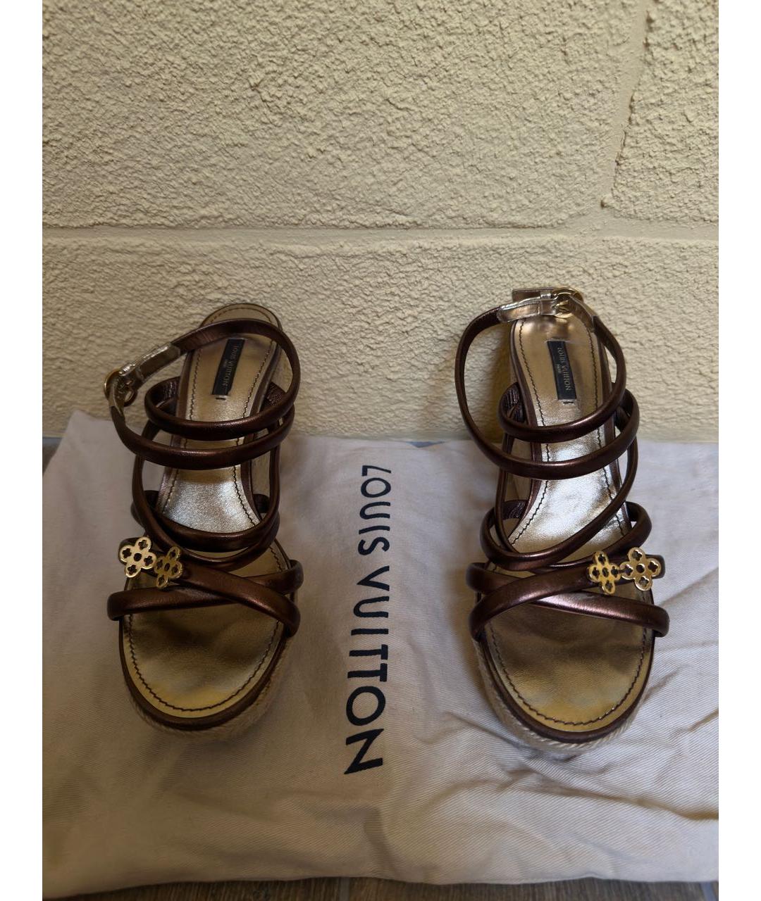 LOUIS VUITTON Золотые кожаные эспадрильи, фото 2