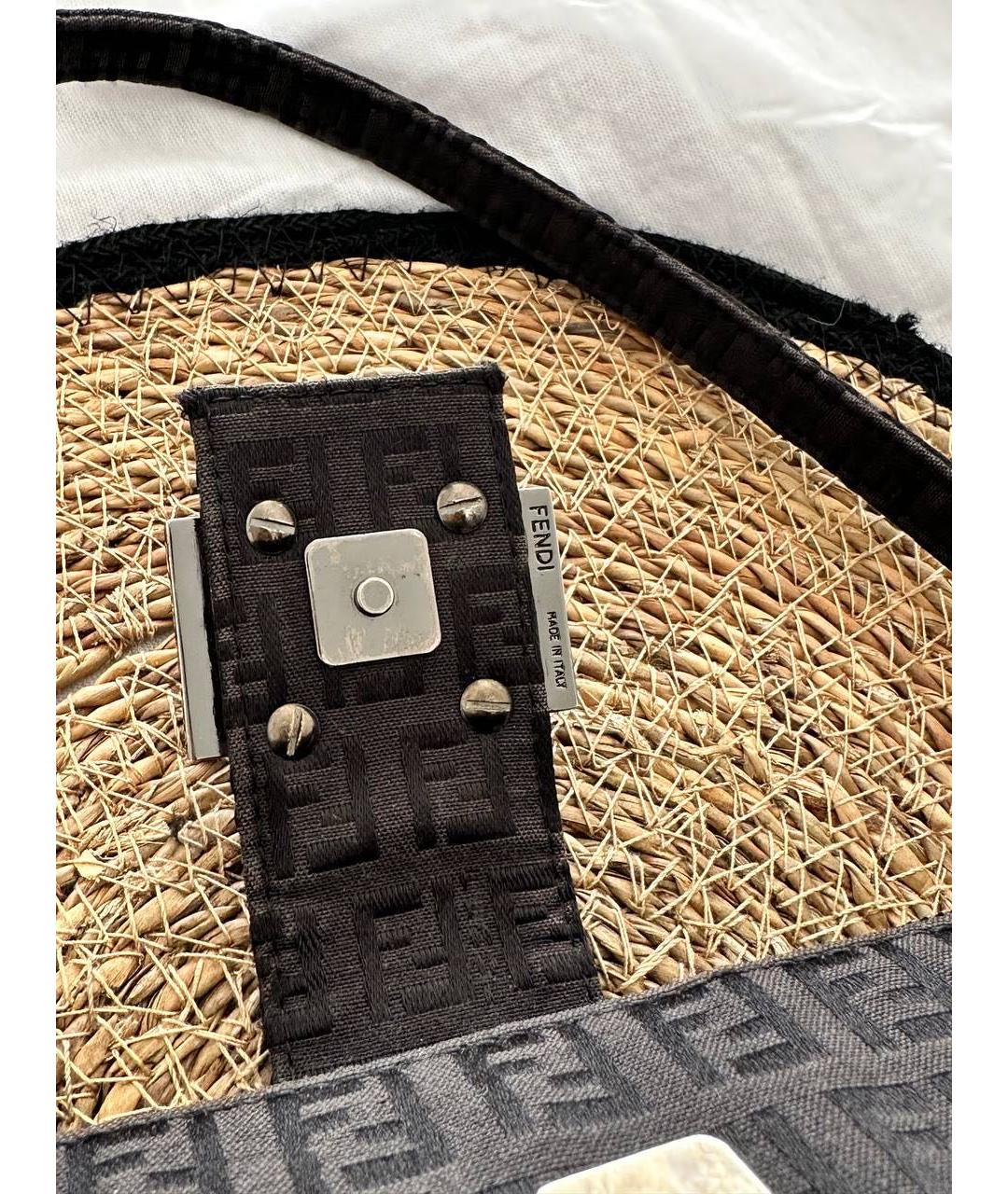 FENDI Черная жаккардовая сумка с короткими ручками, фото 4