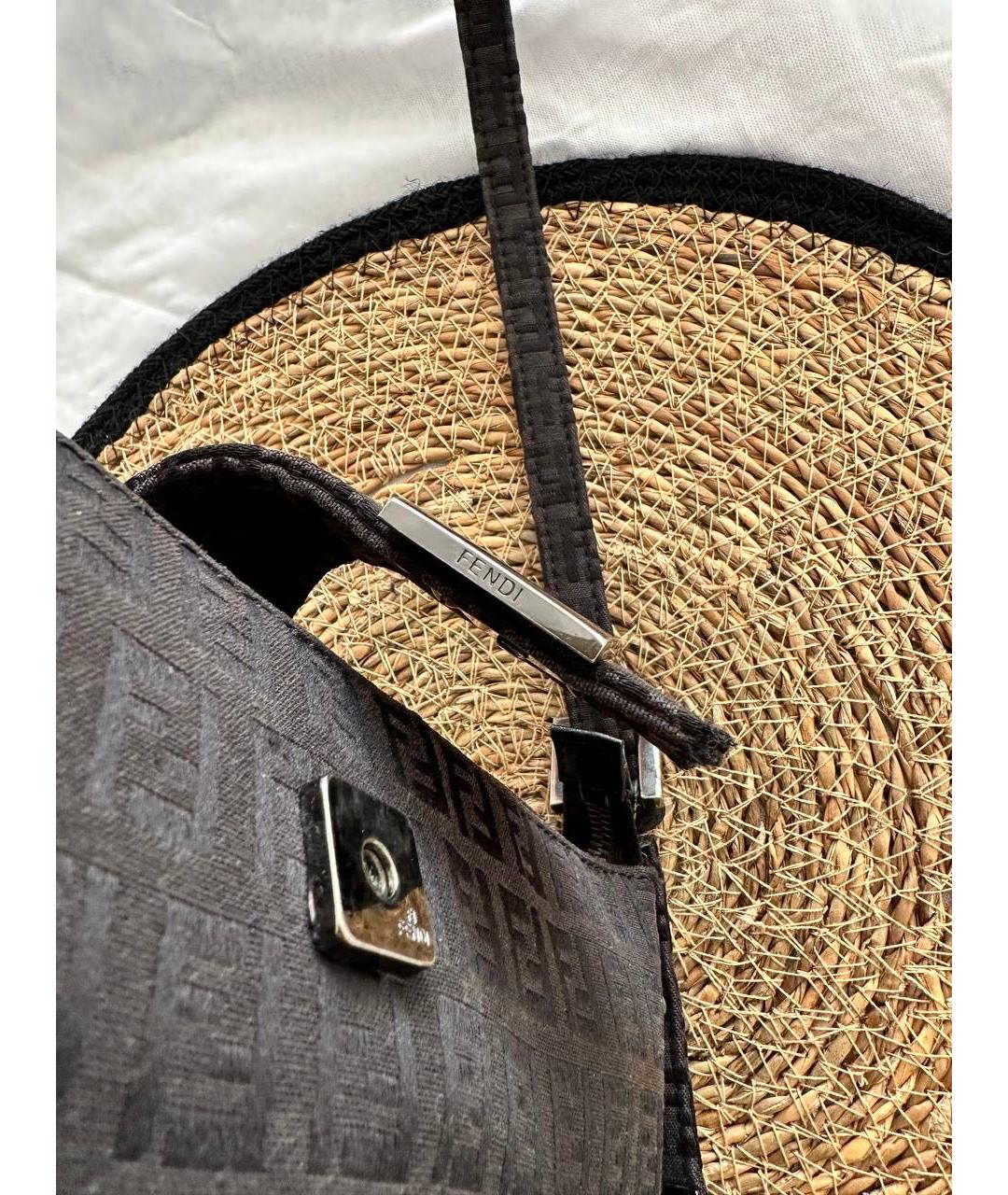 FENDI Черная жаккардовая сумка с короткими ручками, фото 2