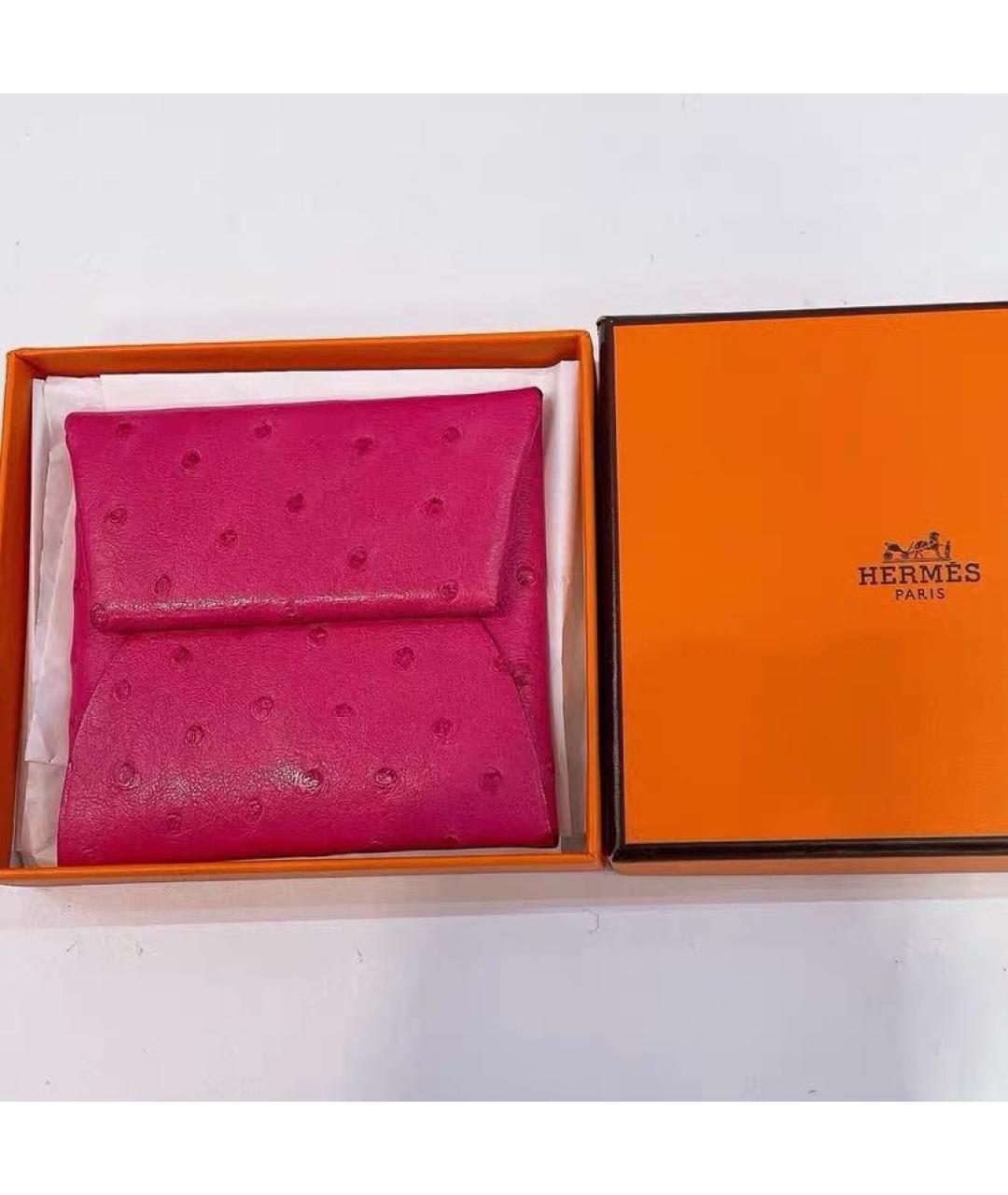 HERMES Розовый кожаный кардхолдер, фото 2