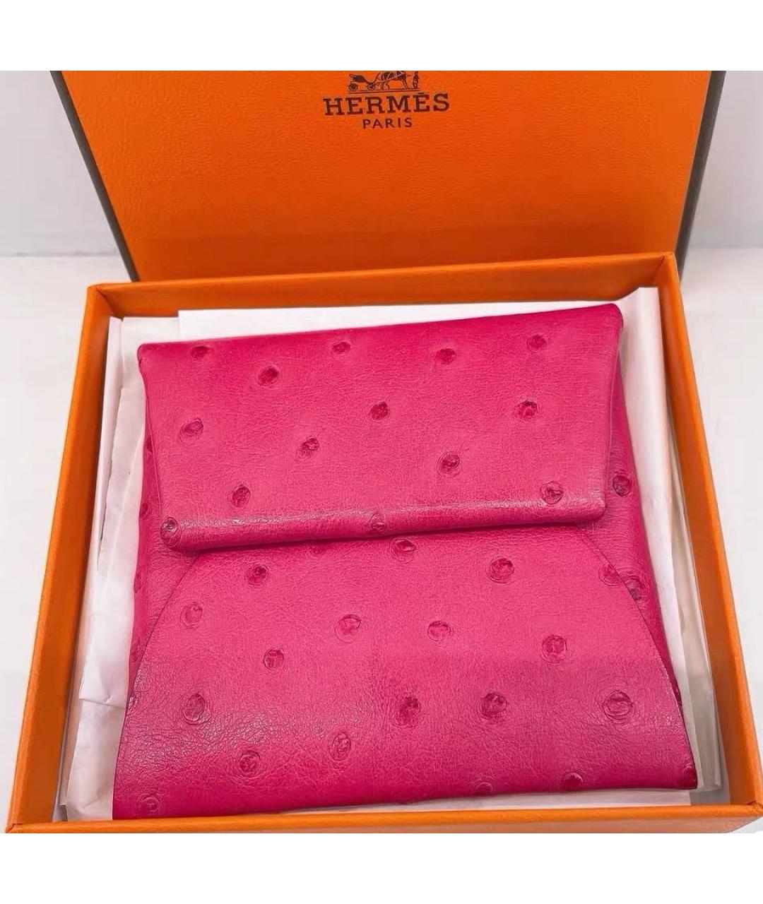 HERMES Розовый кожаный кардхолдер, фото 7