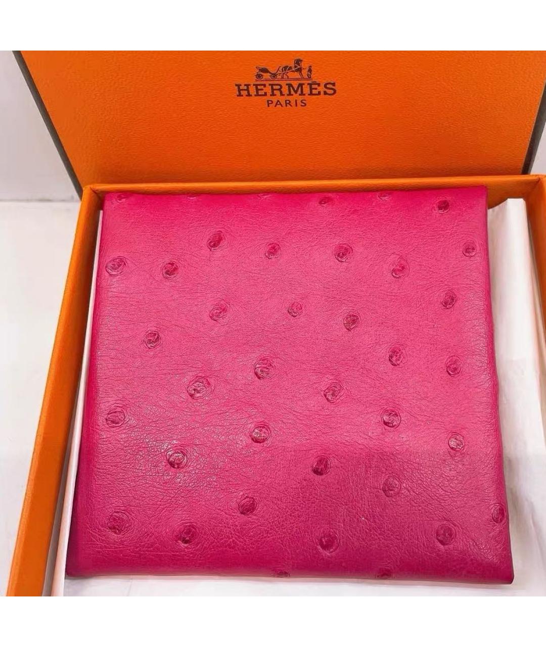 HERMES Розовый кожаный кардхолдер, фото 3