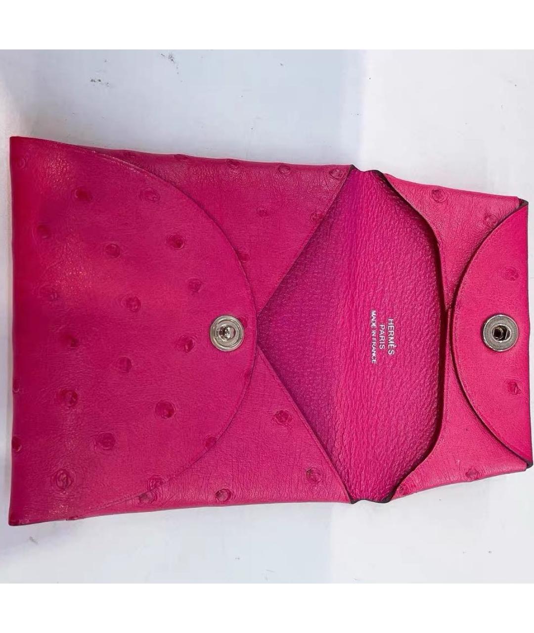 HERMES Розовый кожаный кардхолдер, фото 4