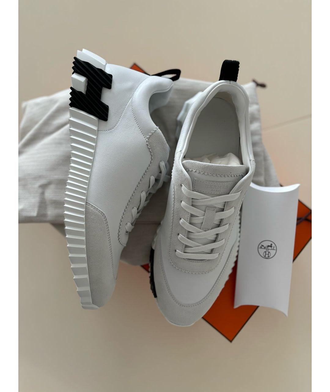 HERMES Белые кожаные низкие кроссовки / кеды, фото 2