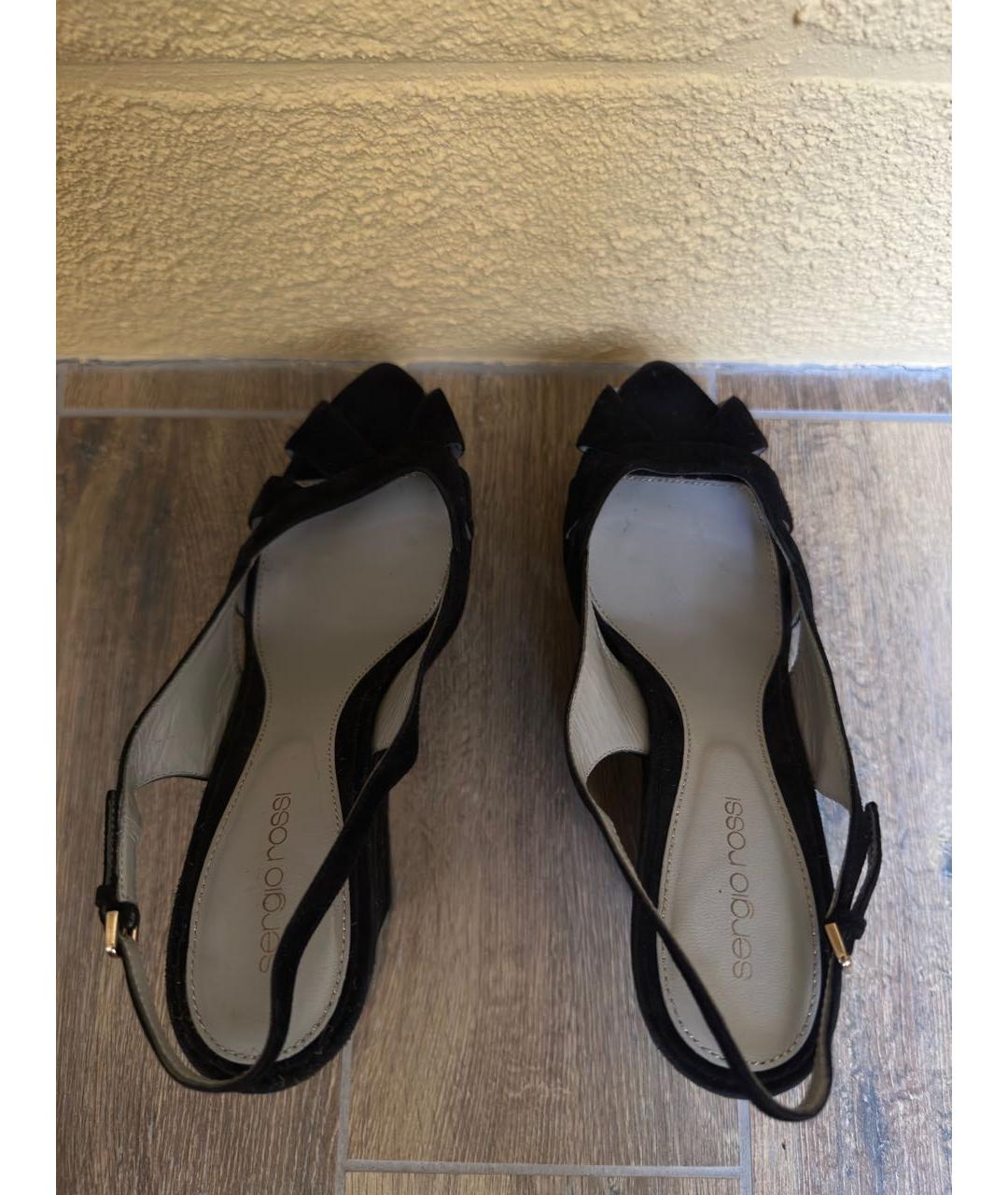 SERGIO ROSSI Черные замшевые босоножки, фото 3