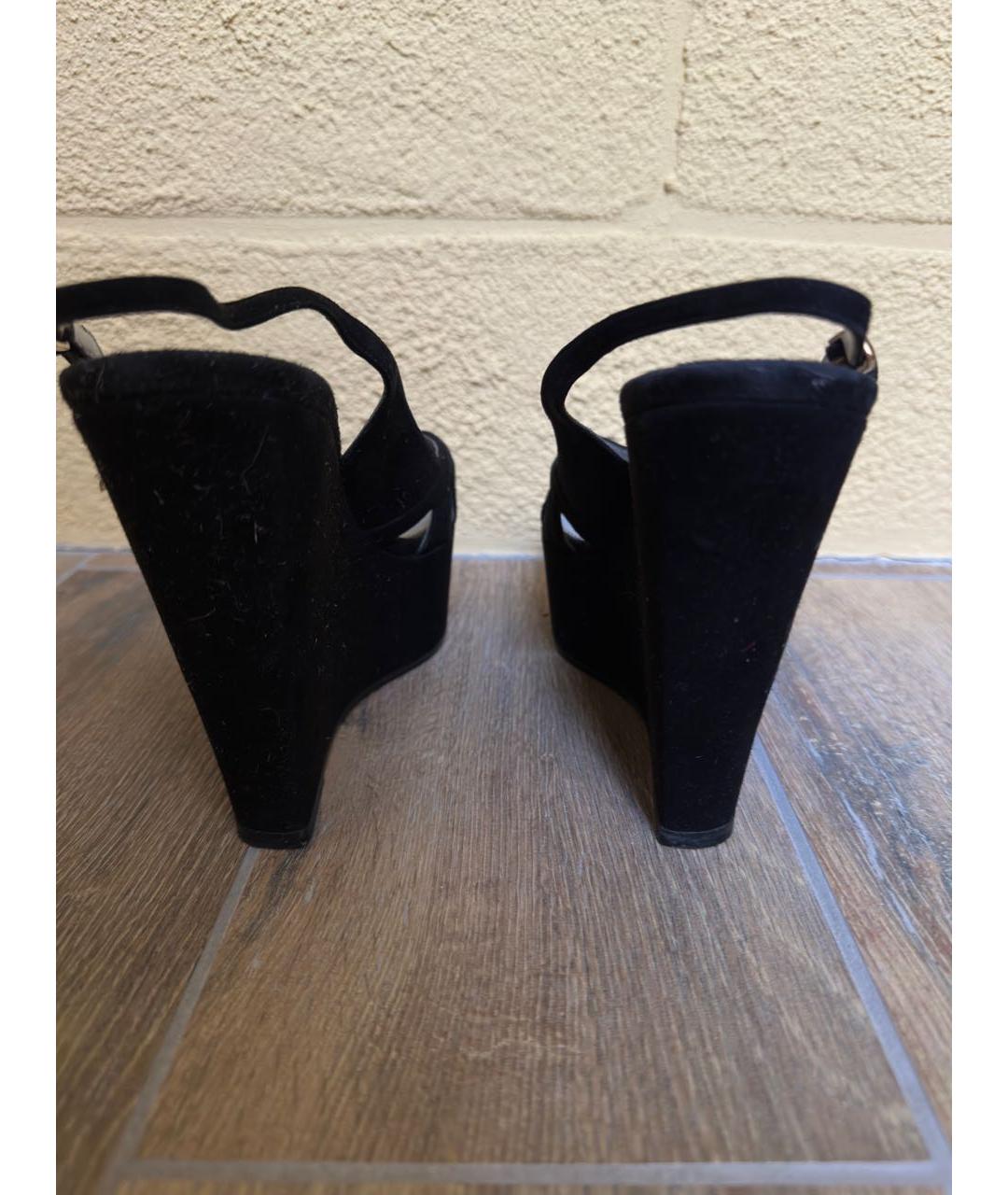SERGIO ROSSI Черные замшевые босоножки, фото 4