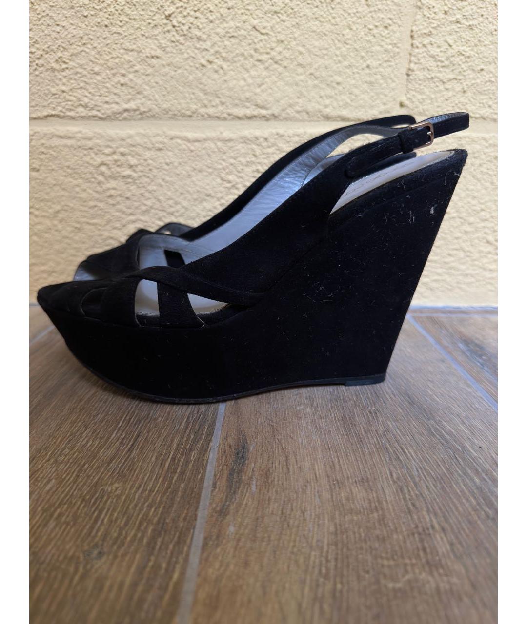SERGIO ROSSI Черные замшевые босоножки, фото 5