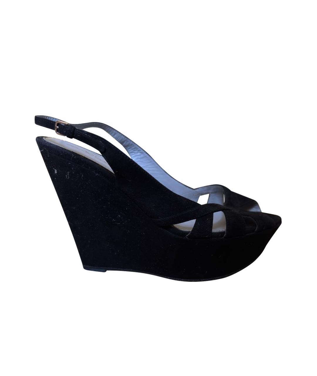 SERGIO ROSSI Черные замшевые босоножки, фото 1