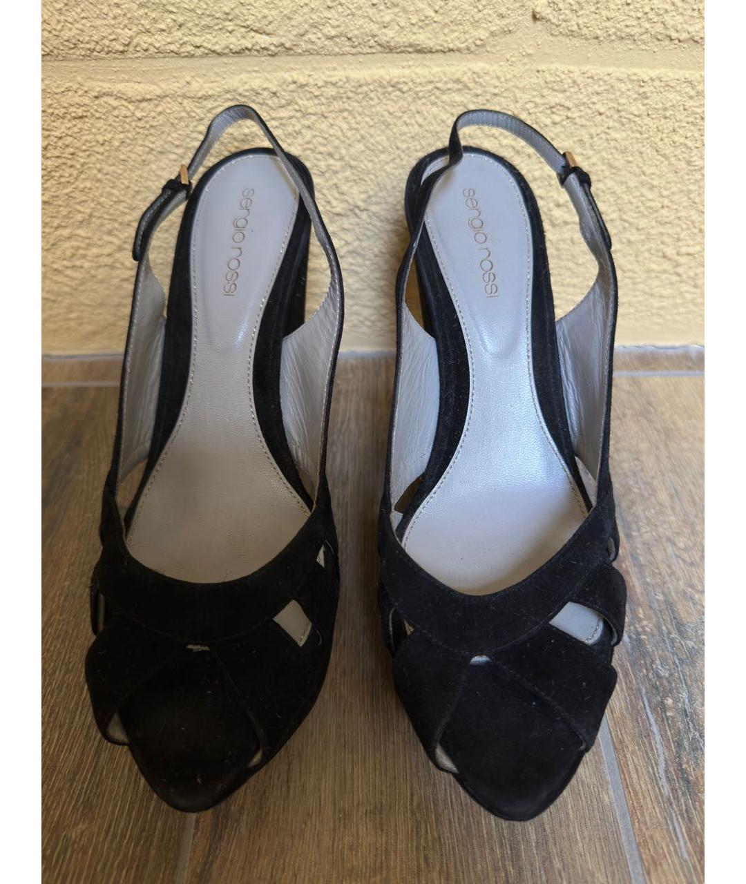 SERGIO ROSSI Черные замшевые босоножки, фото 2