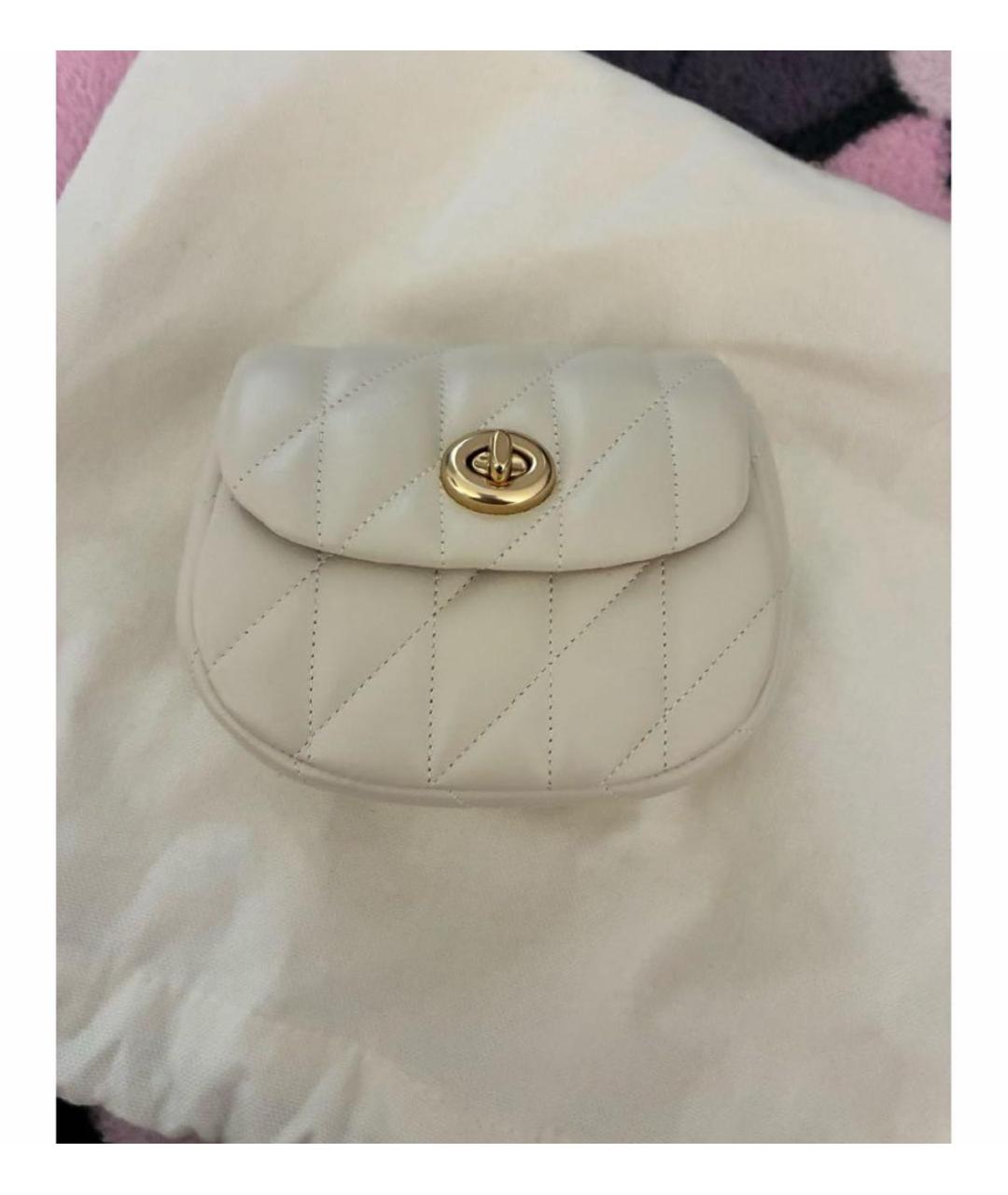 COACH Бежевая кожаная сумка через плечо, фото 5