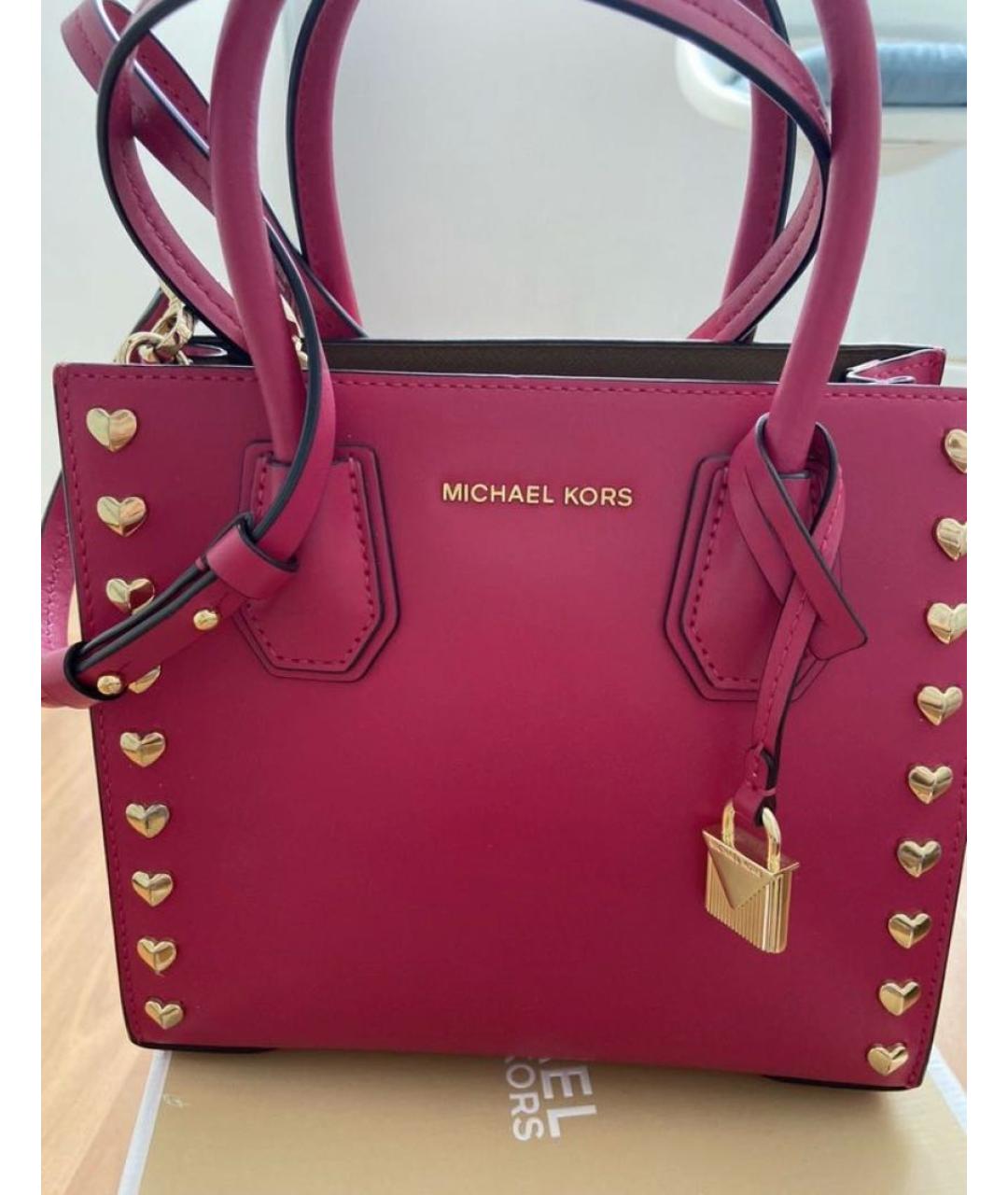 MICHAEL KORS Фуксия кожаная сумка с короткими ручками, фото 3