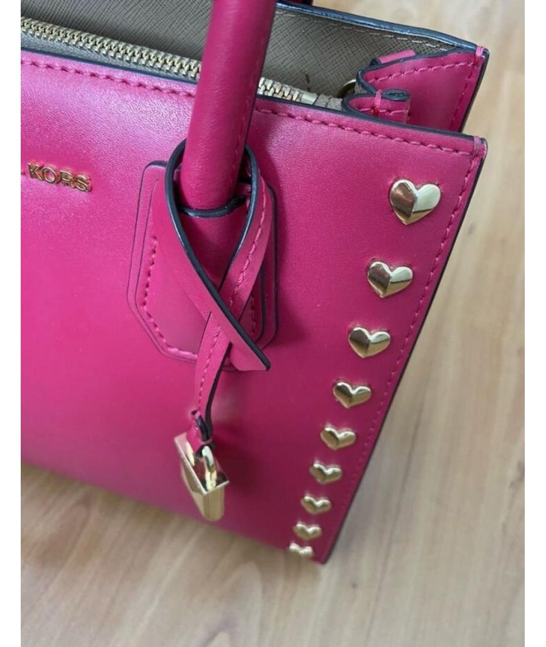 MICHAEL KORS Фуксия кожаная сумка с короткими ручками, фото 5