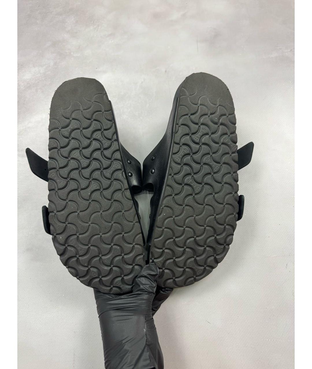 RICK OWENS Черные кожаные шлепанцы, фото 6