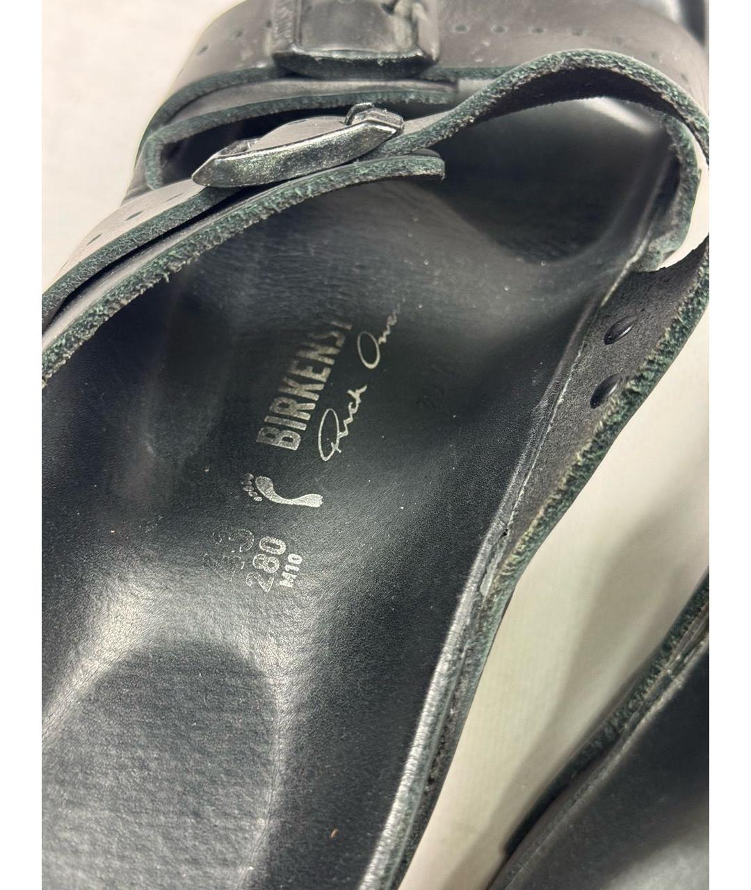 RICK OWENS Черные кожаные шлепанцы, фото 4