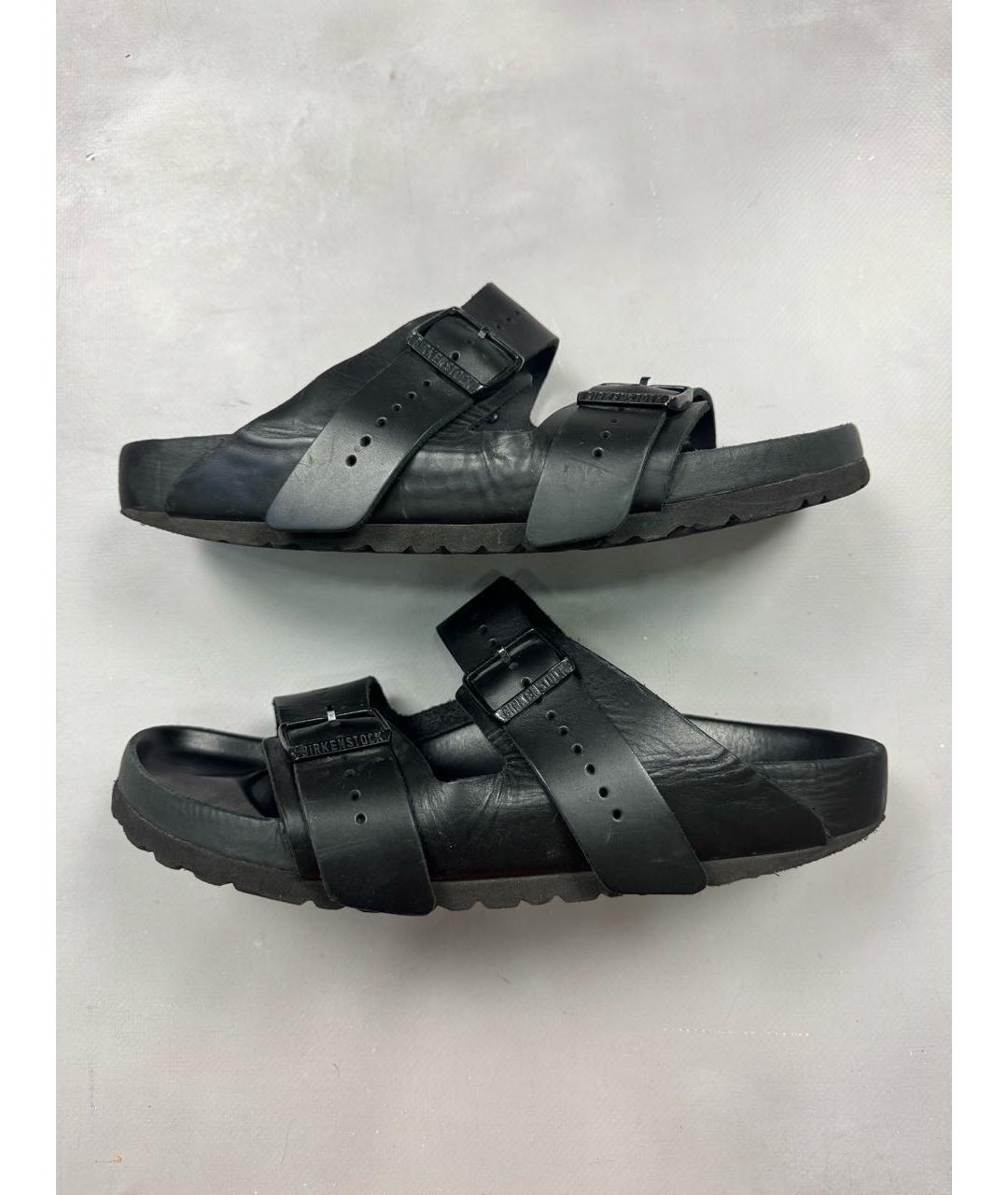 RICK OWENS Черные кожаные шлепанцы, фото 9