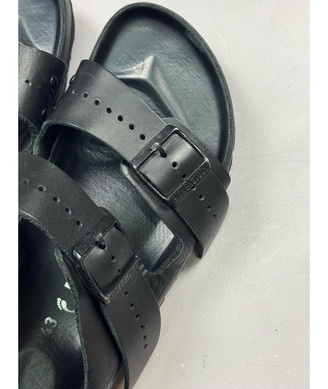 RICK OWENS Черные кожаные шлепанцы, фото 7