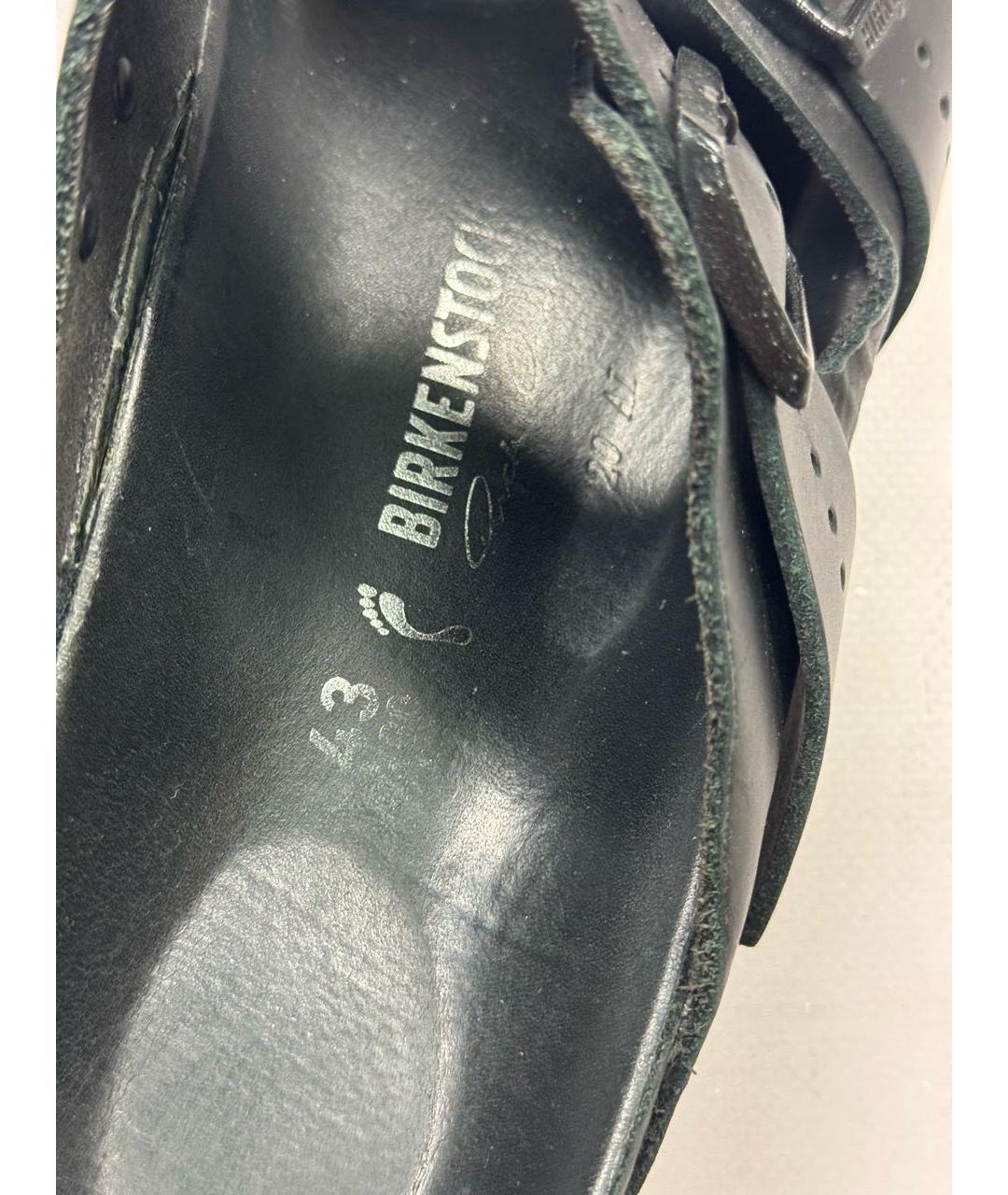 RICK OWENS Черные кожаные шлепанцы, фото 5