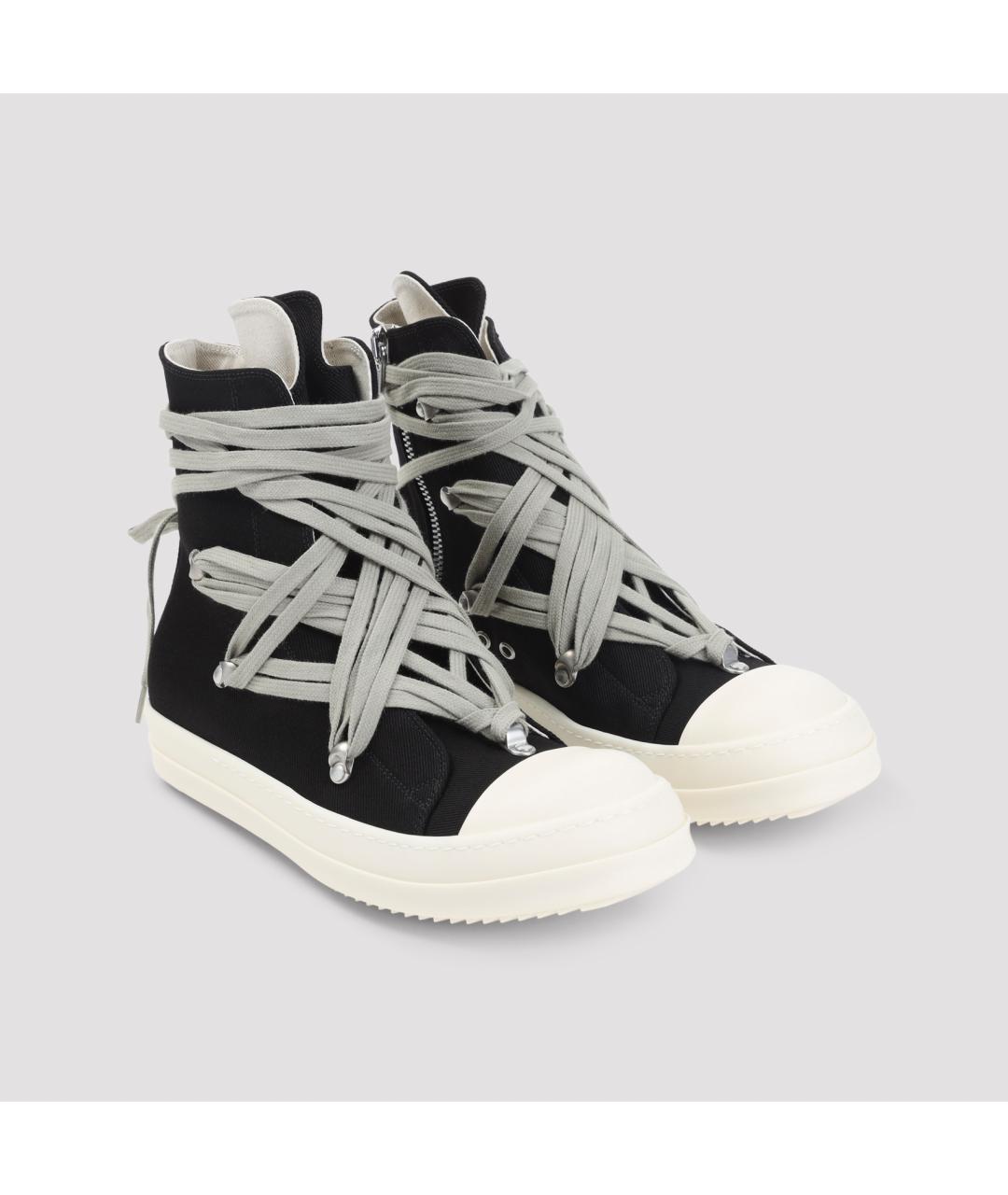 RICK OWENS DRKSHDW Черные текстильные высокие кроссовки / кеды, фото 3