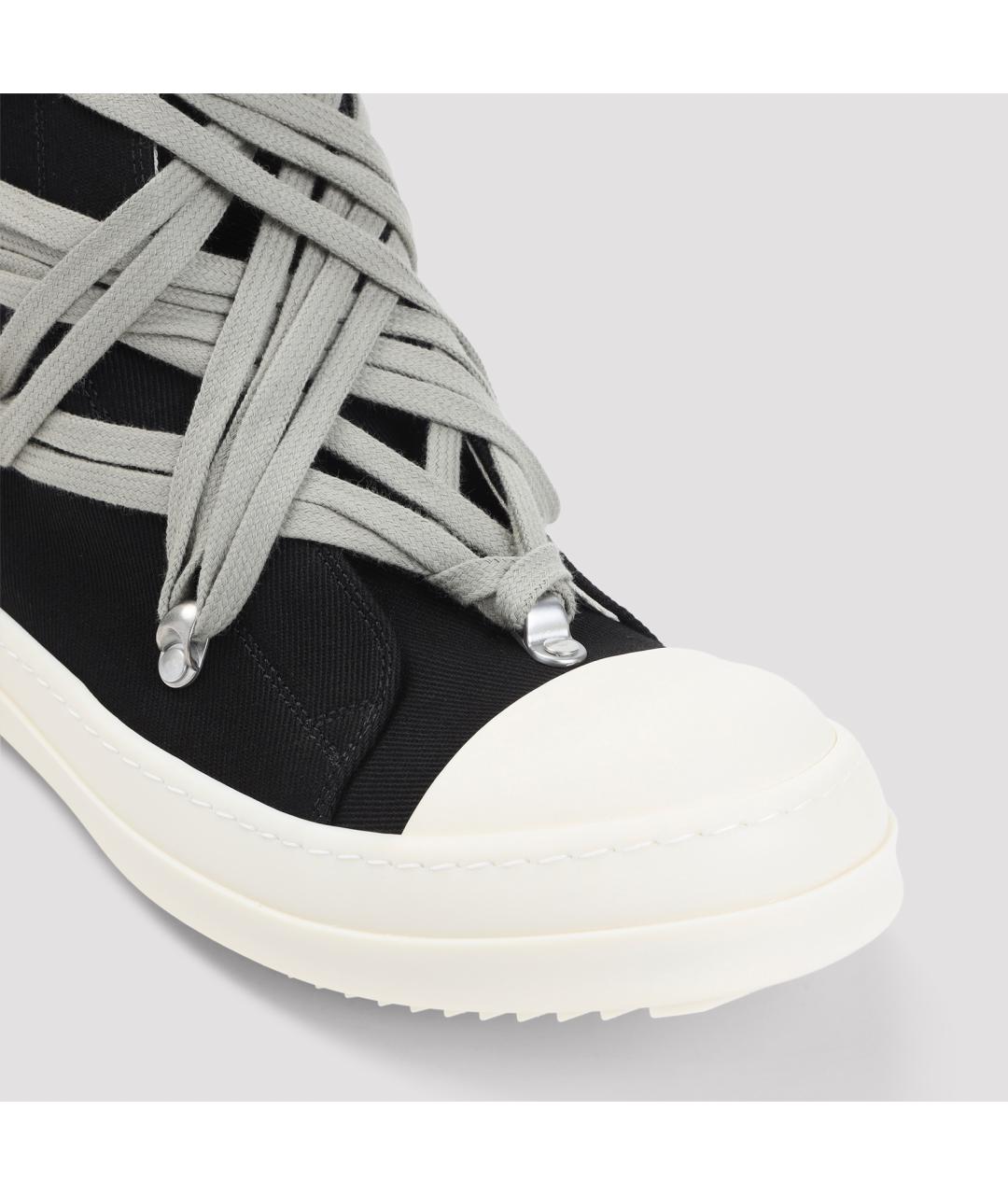RICK OWENS DRKSHDW Черные текстильные высокие кроссовки / кеды, фото 4