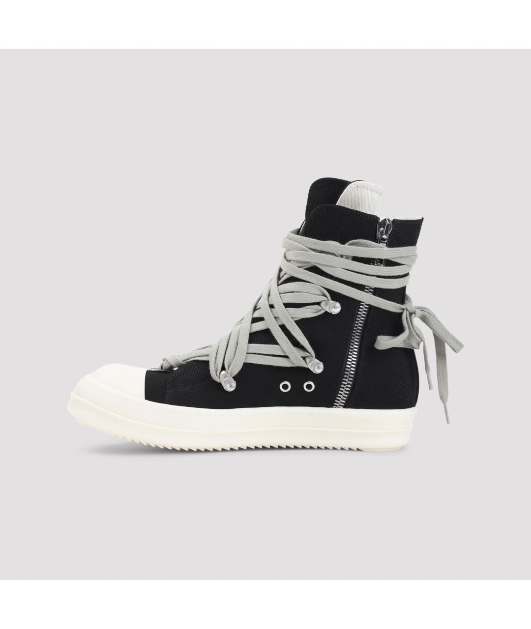 RICK OWENS DRKSHDW Черные текстильные высокие кроссовки / кеды, фото 2