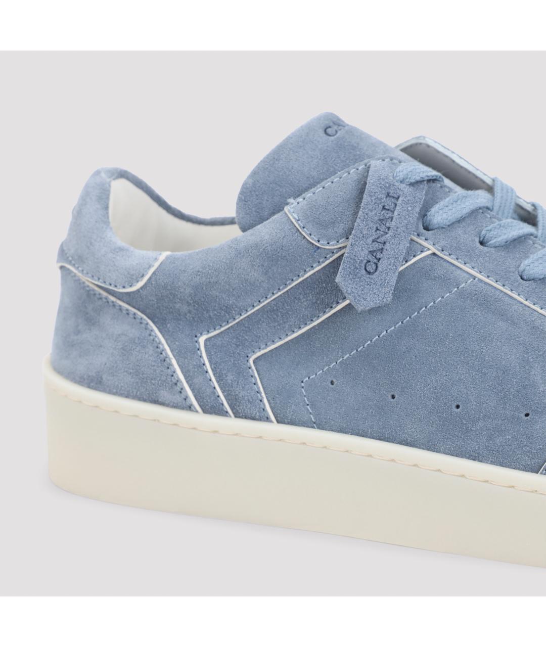 CANALI Голубые замшевые низкие кроссовки / кеды, фото 4