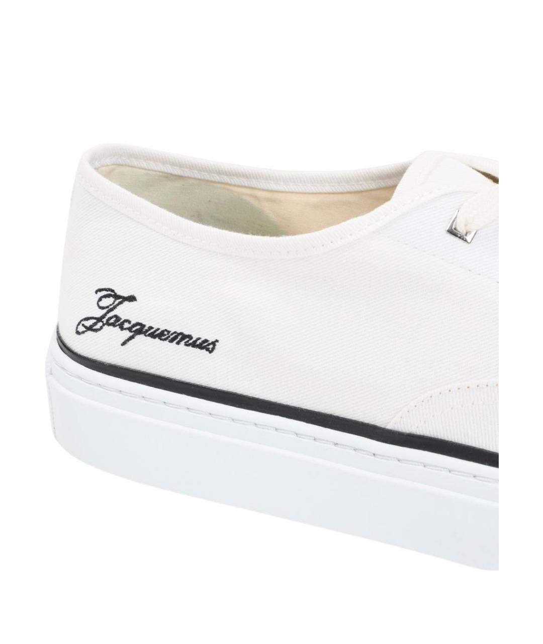 JACQUEMUS Белые текстильные низкие кроссовки / кеды, фото 4