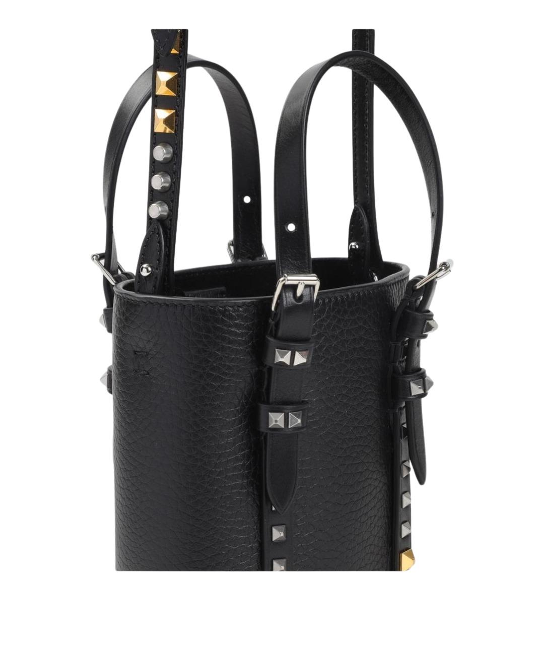 VALENTINO Черная кожаная сумка тоут, фото 2