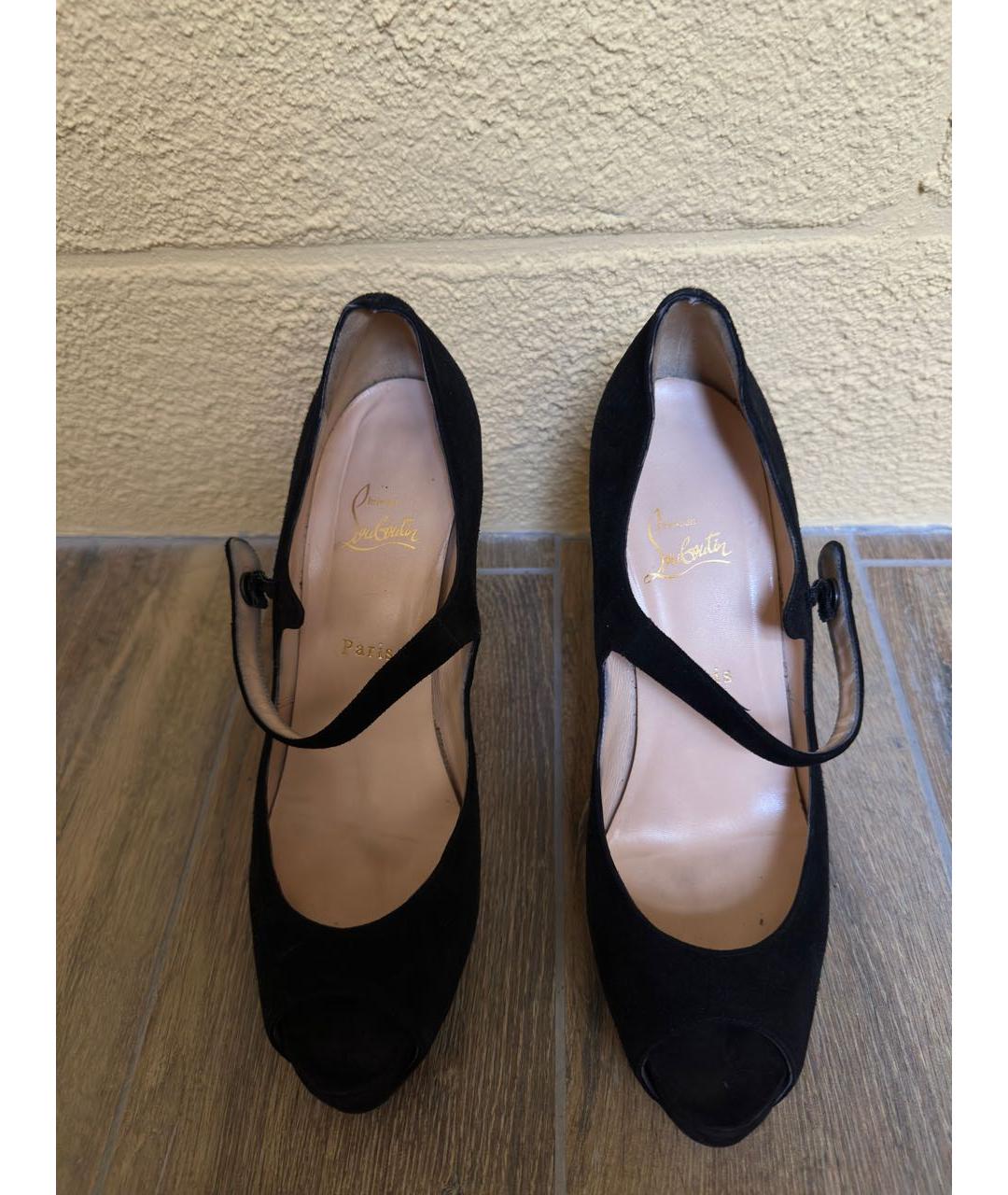 CHRISTIAN LOUBOUTIN Черные замшевые туфли, фото 2