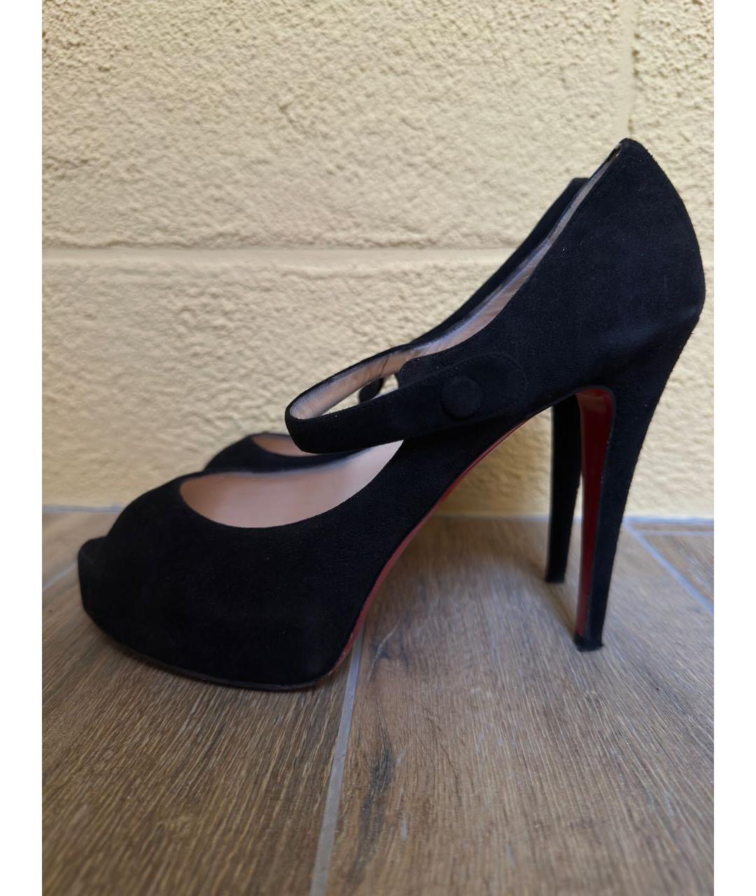 CHRISTIAN LOUBOUTIN Черные замшевые туфли, фото 5