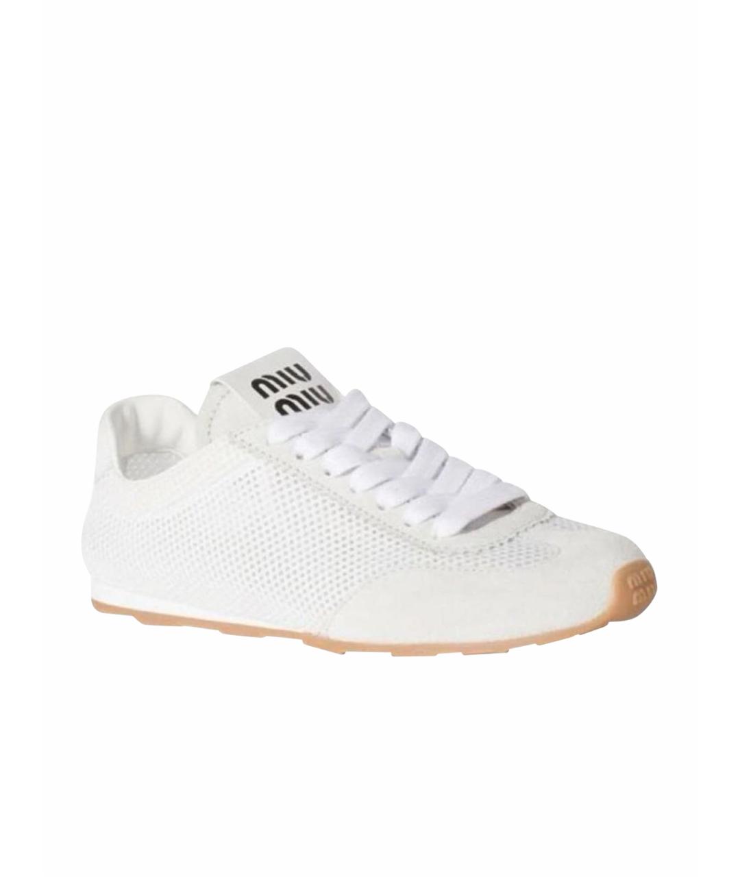 MIU MIU Белые текстильные кеды, фото 1