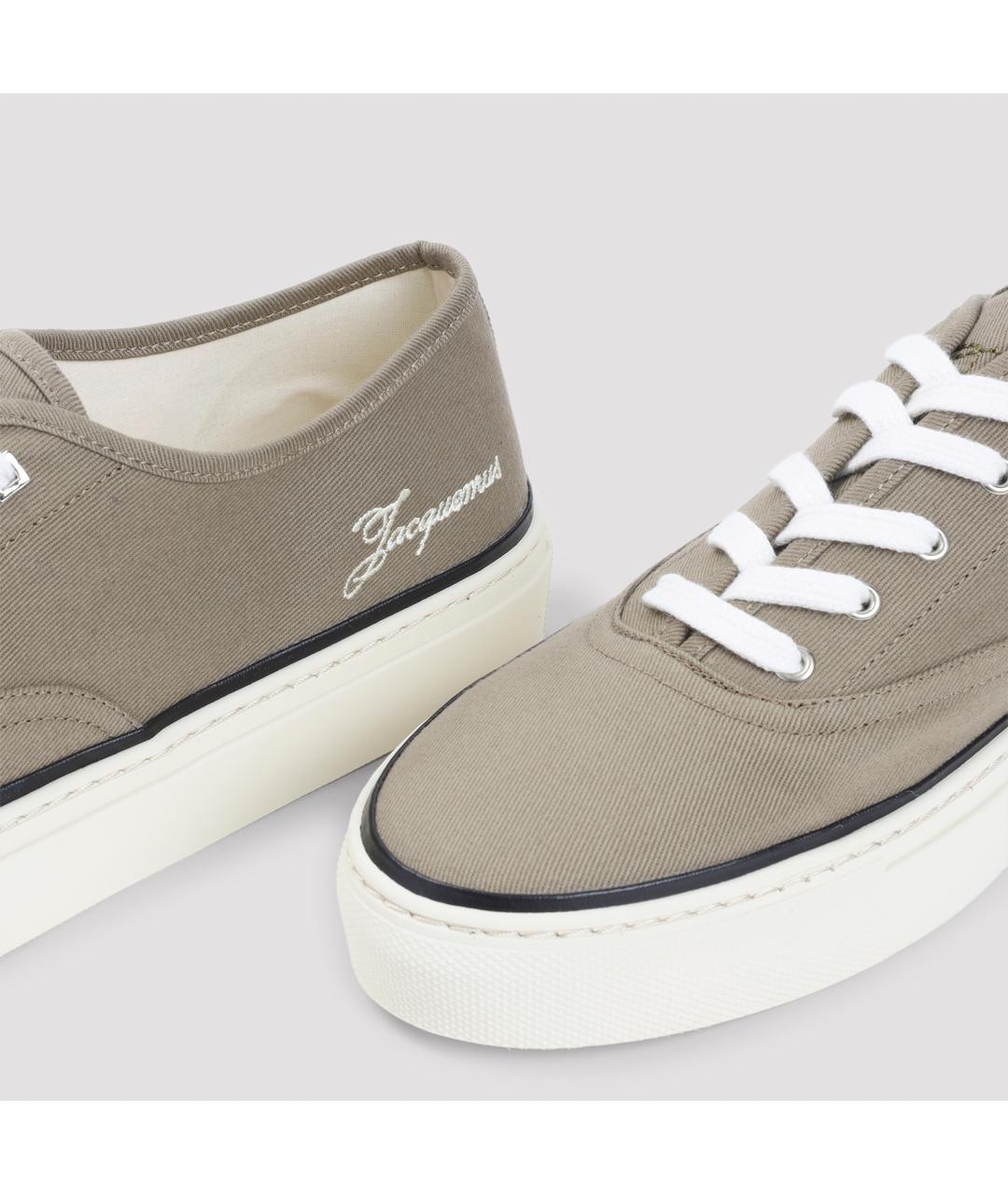 JACQUEMUS Хаки текстильные низкие кроссовки / кеды, фото 4