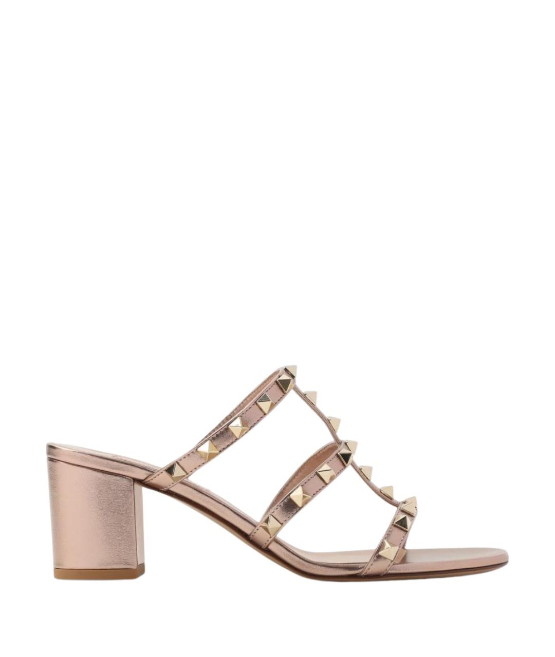 VALENTINO Розовые кожаные мюли, фото 1