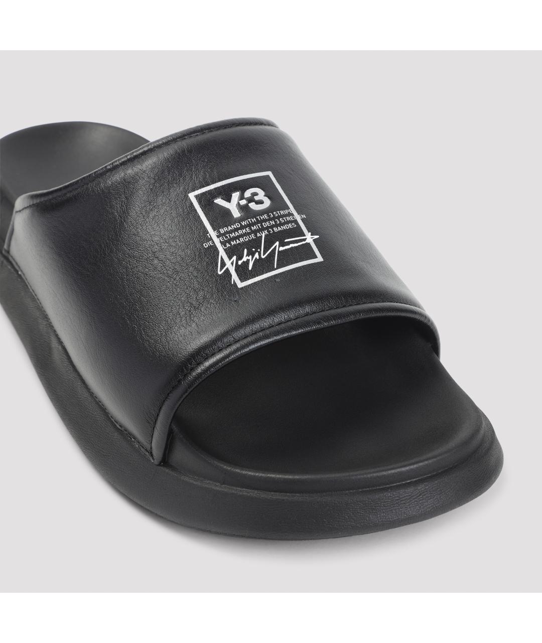 Y-3 Черные резиновые шлепанцы, фото 4