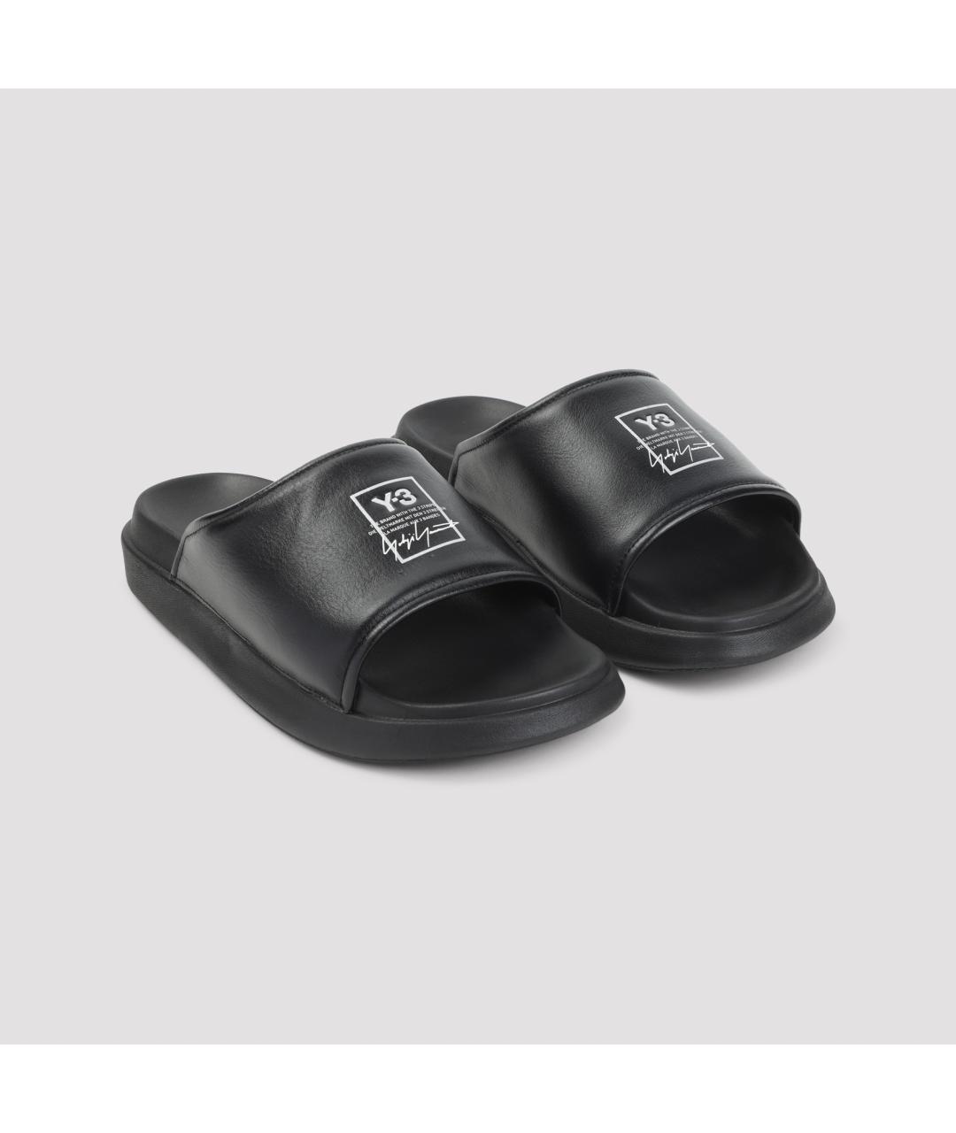 Y-3 Черные резиновые шлепанцы, фото 3
