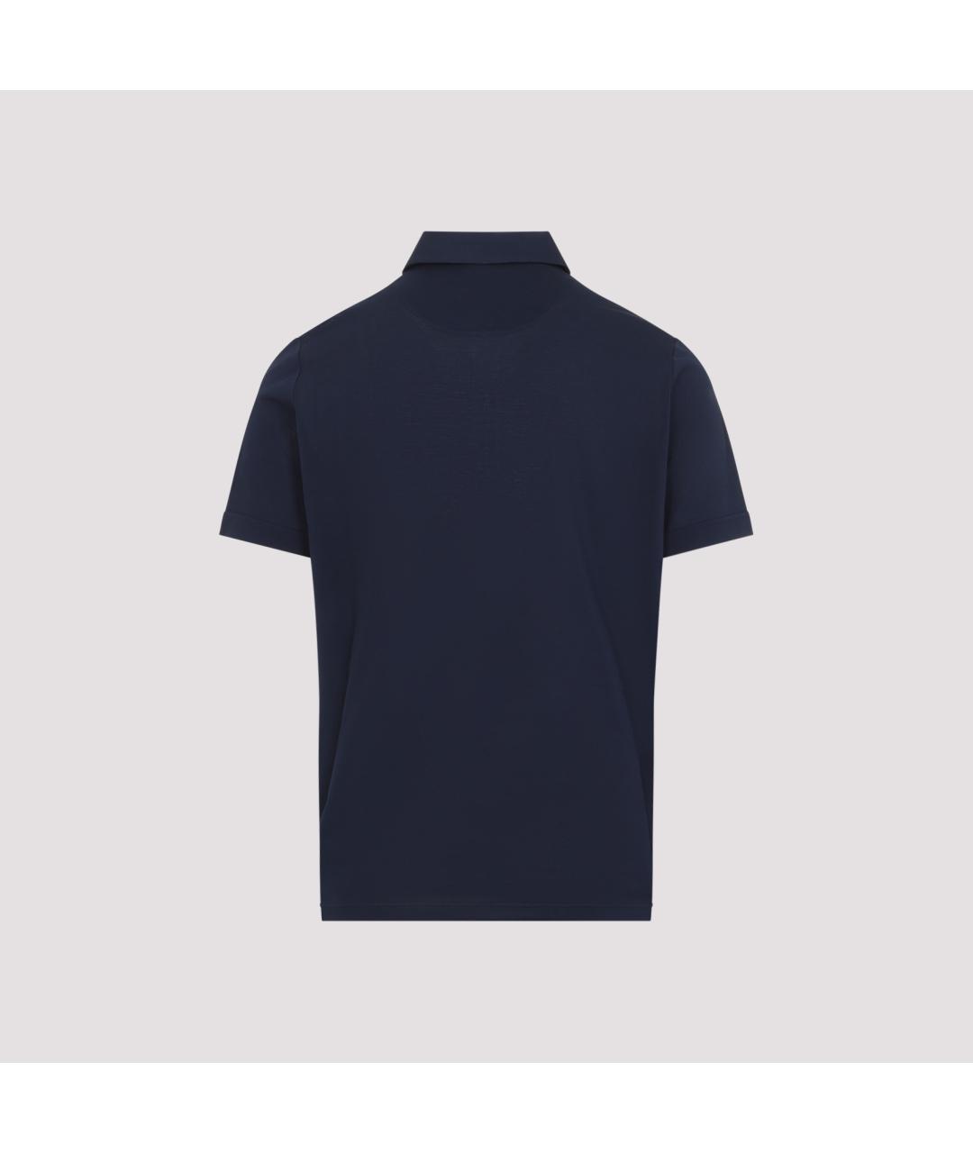 KITON Темно-синее хлопковое поло с коротким рукавом, фото 2