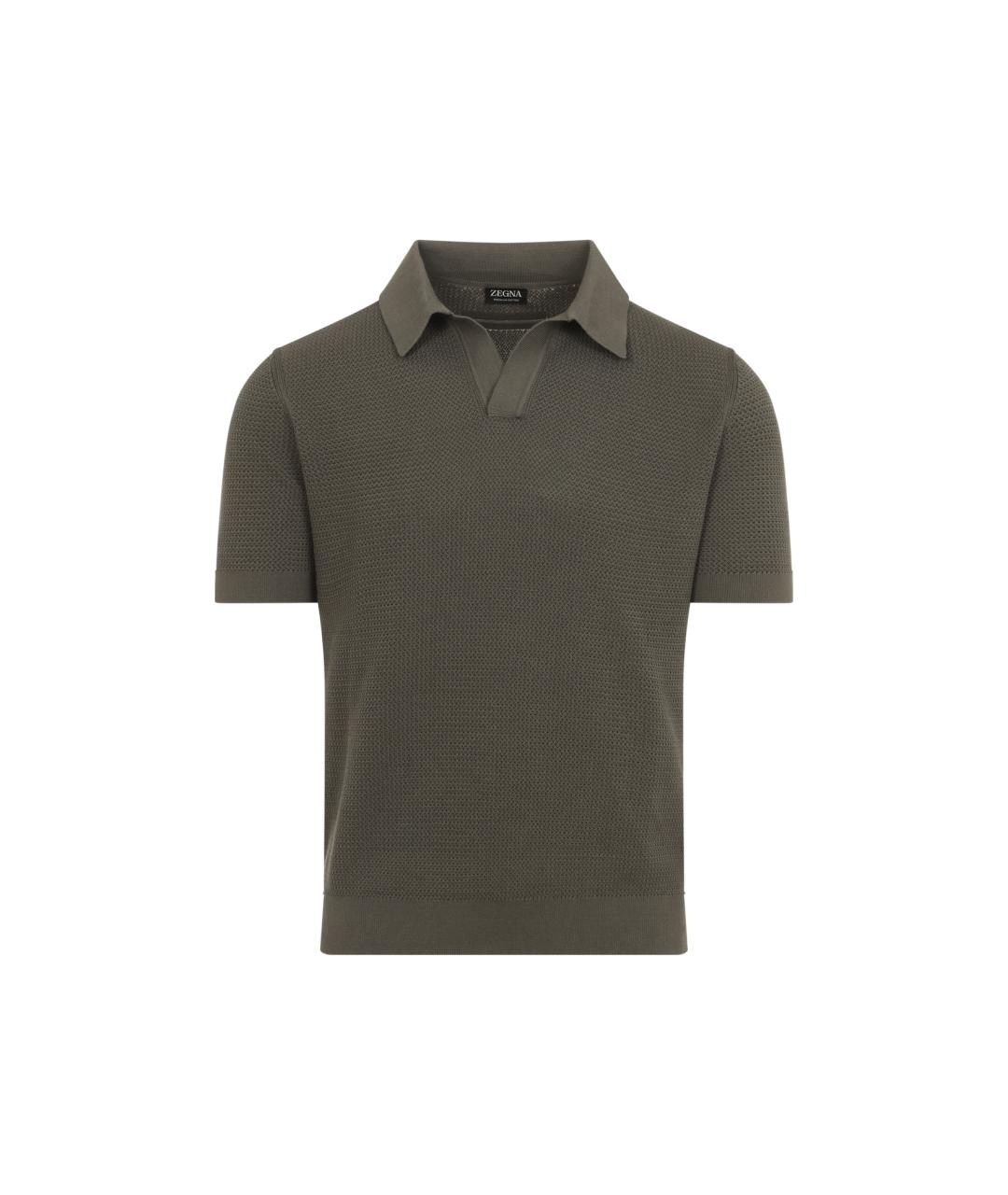ZEGNA Бежевое хлопковое поло с коротким рукавом, фото 1